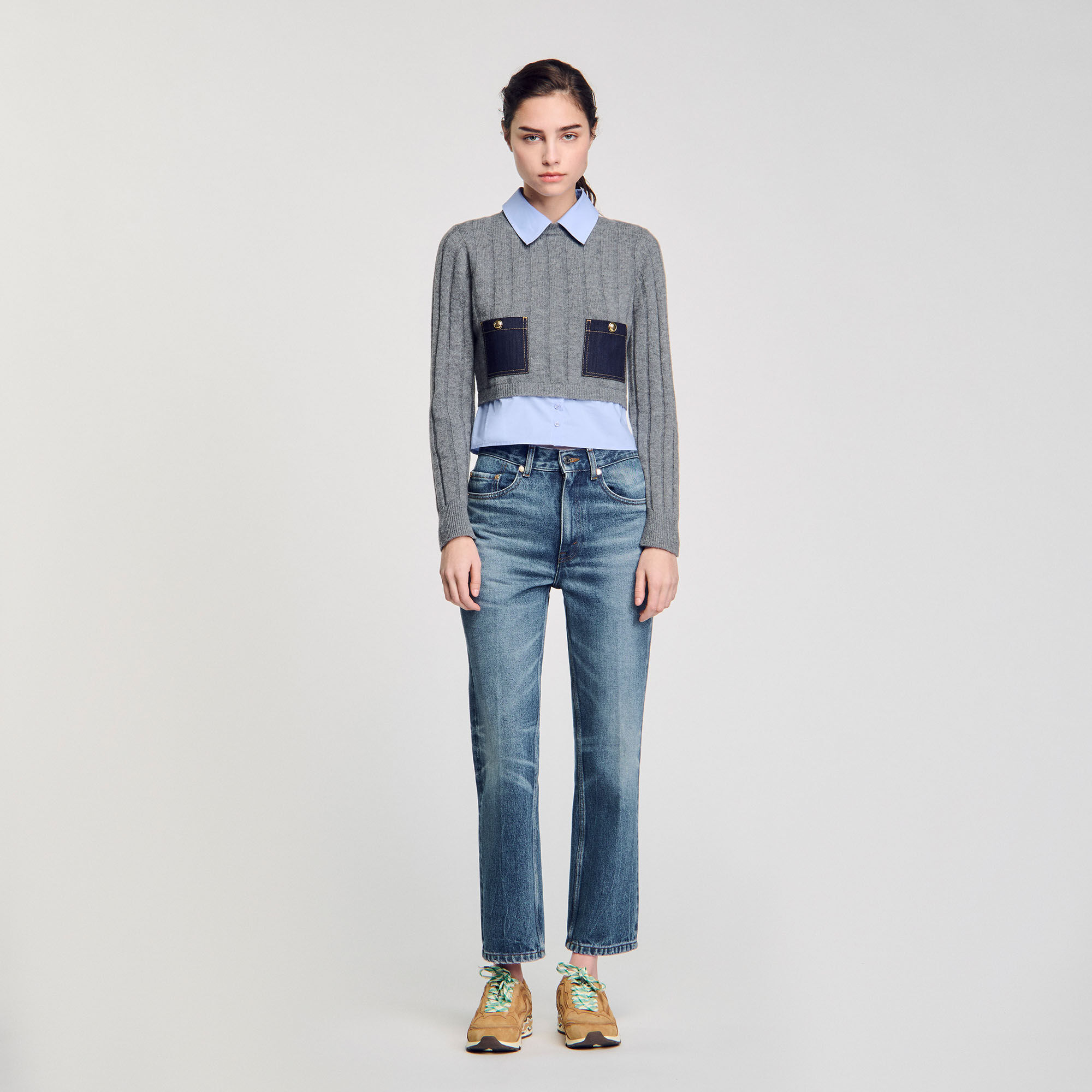 Pull court en laine et cachemire