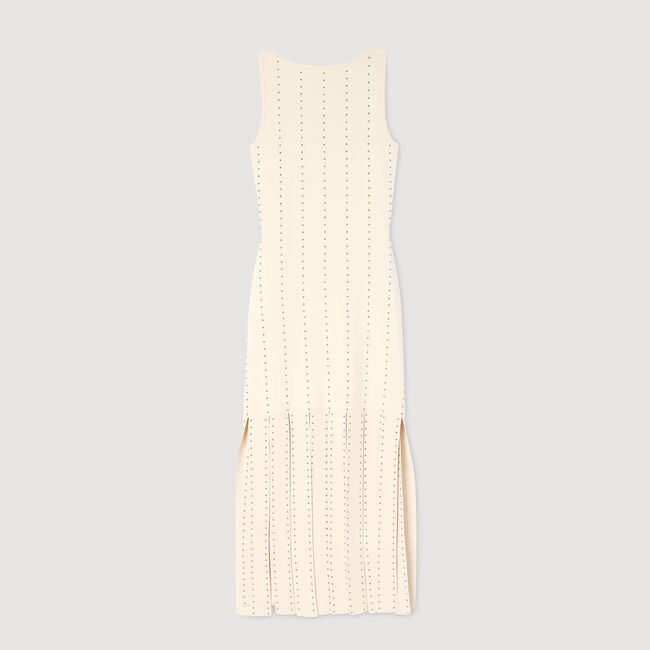Robe longue en maille à franges