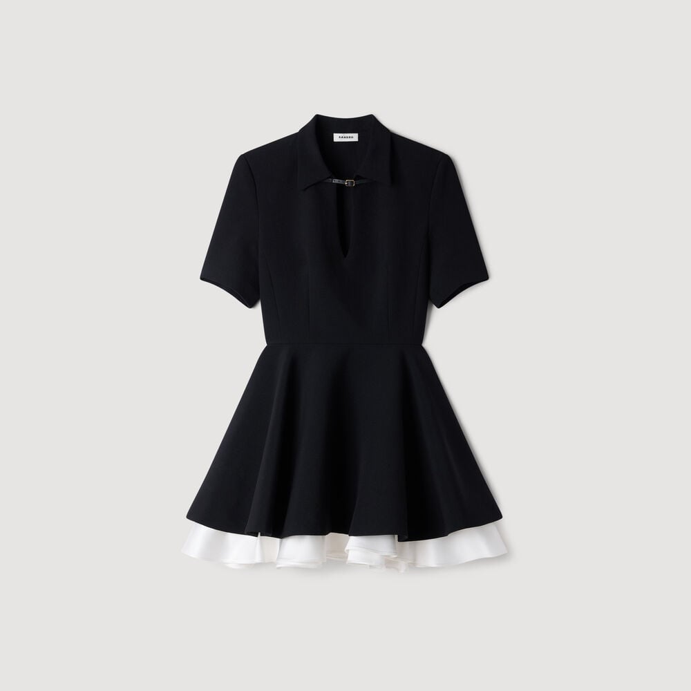 Sandro Robe courte patineuse contrastée – Noir – vue 6