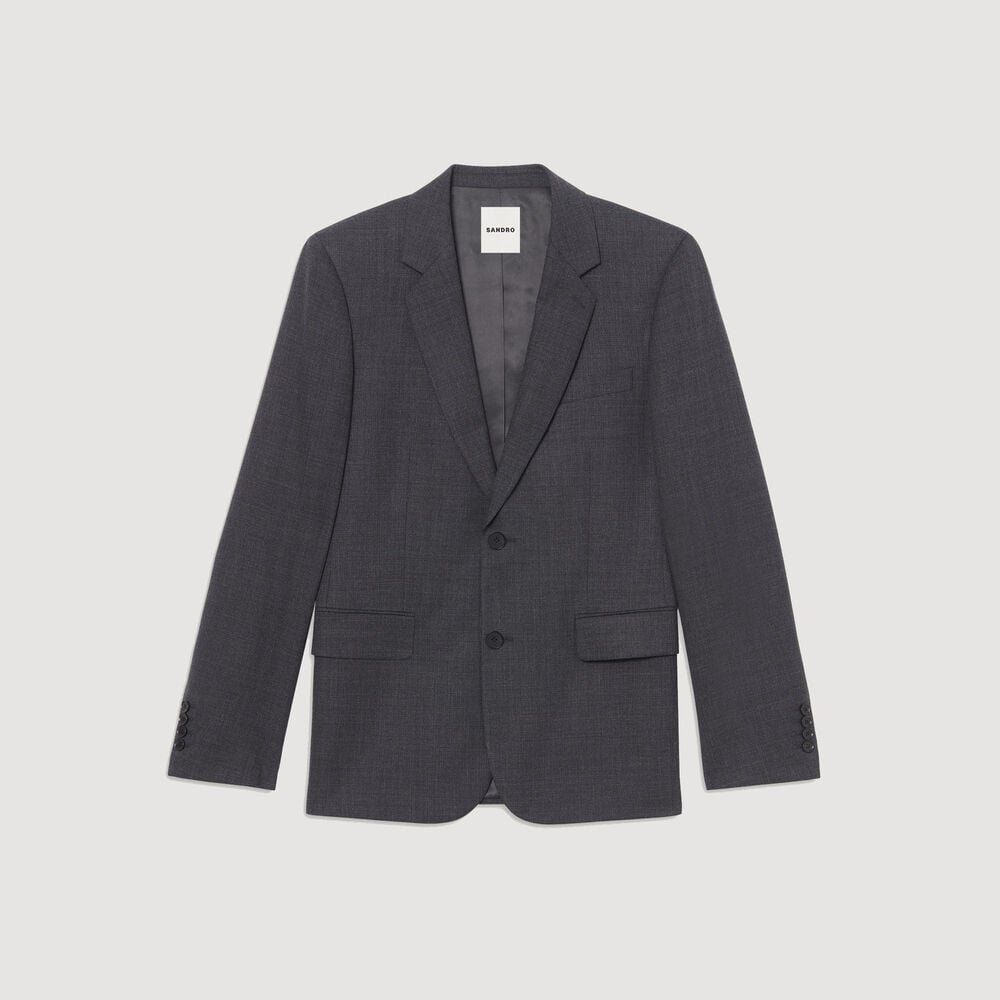 Sandro Veste de costume en laine – gris chine – vue 6