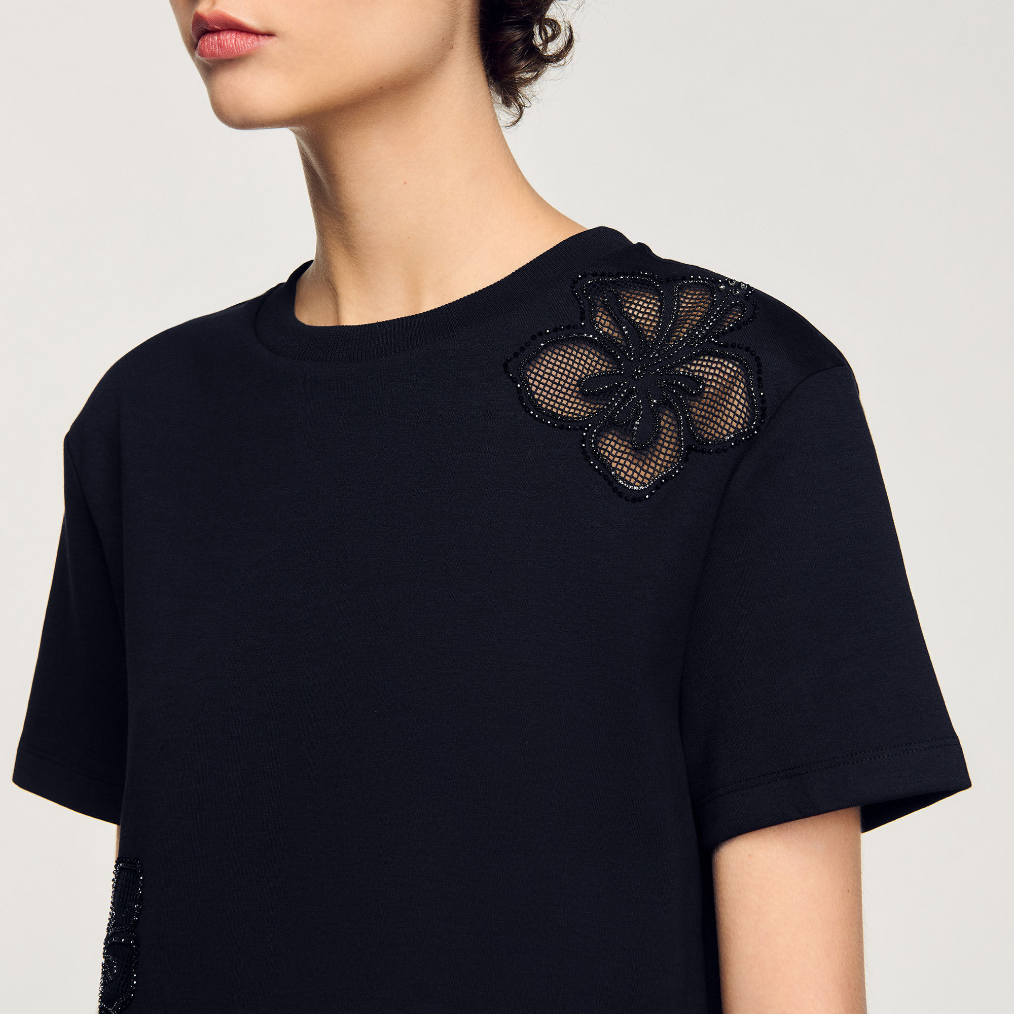 T-shirt à broderie fleur hawaïenne