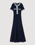 Robe longue en maille à détails denim