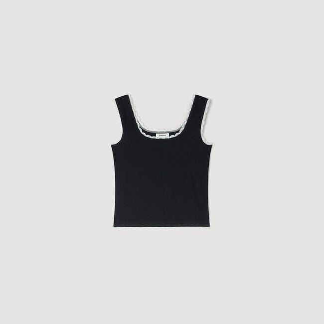 Débardeur en coton perlé brodé