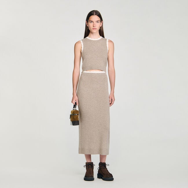 Jupe longue maille bicolore