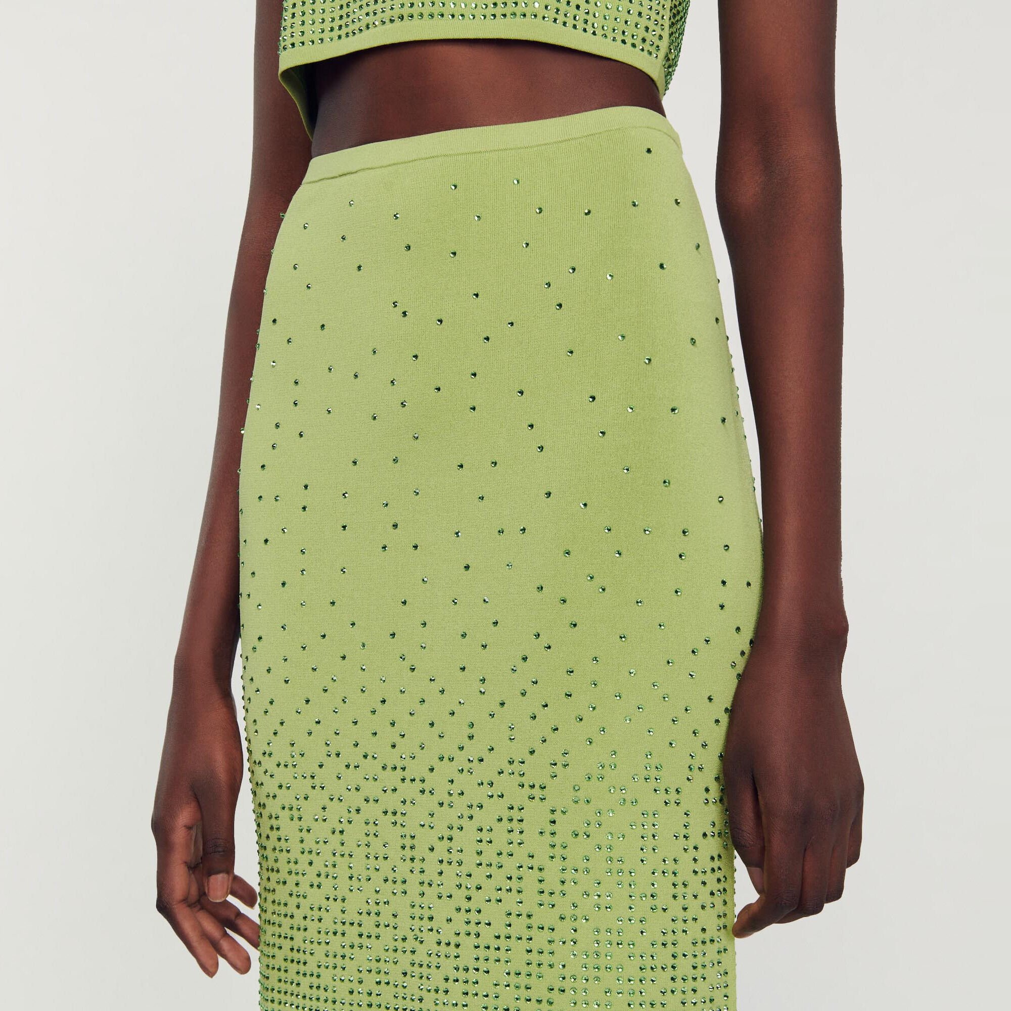 Jupe midi ornée de strass