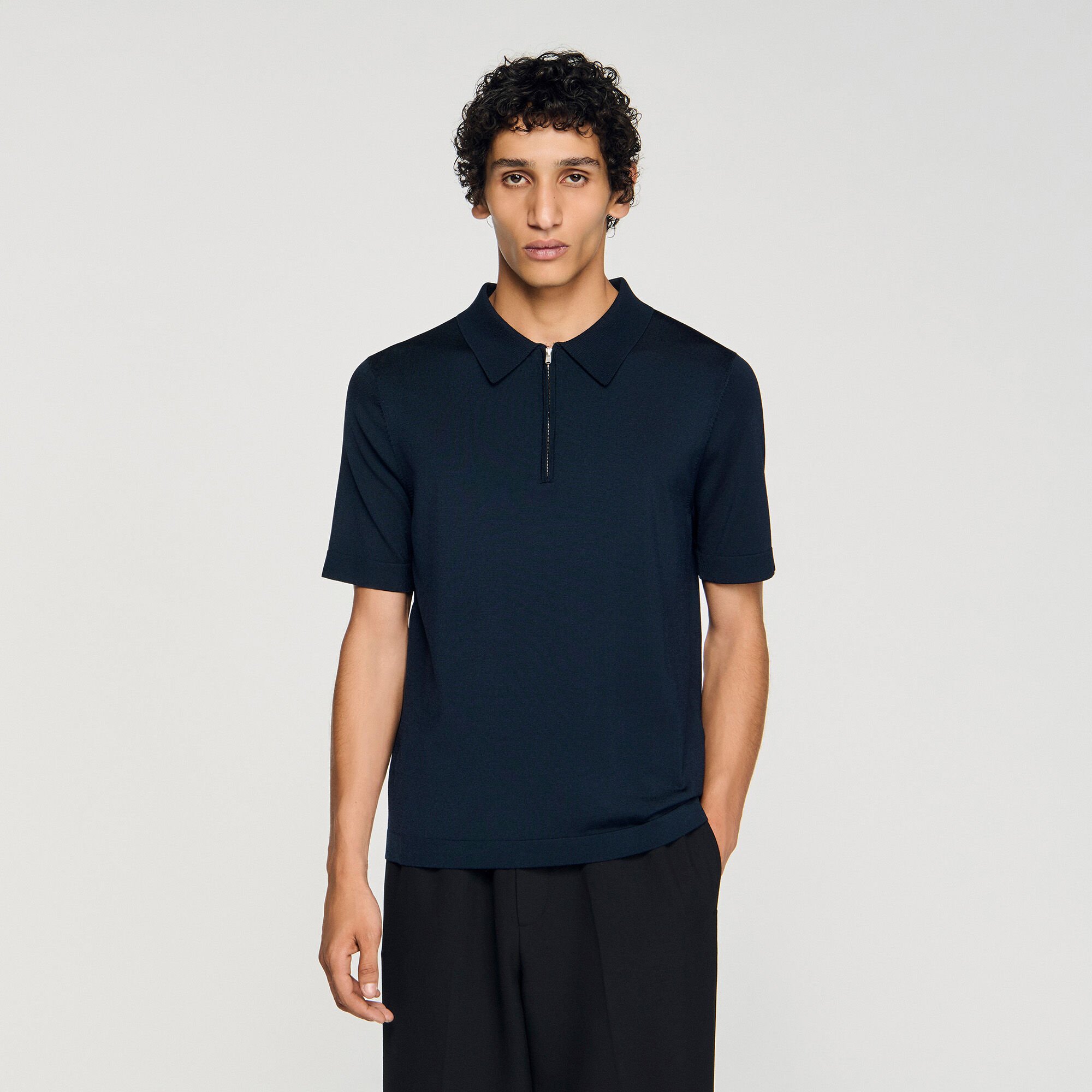 Polo en maille à col zippé Polo en maille à col zippé