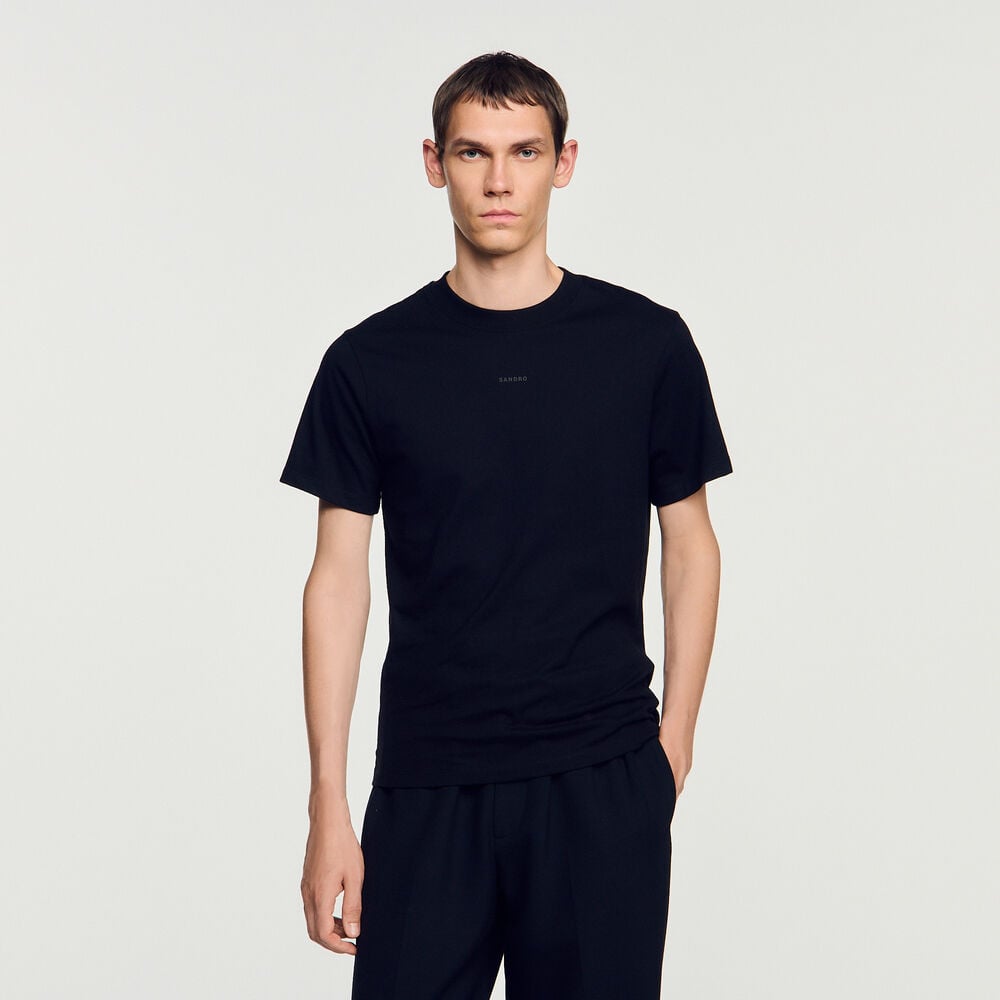 Sandro T-shirt en coton – Noir – vue 4