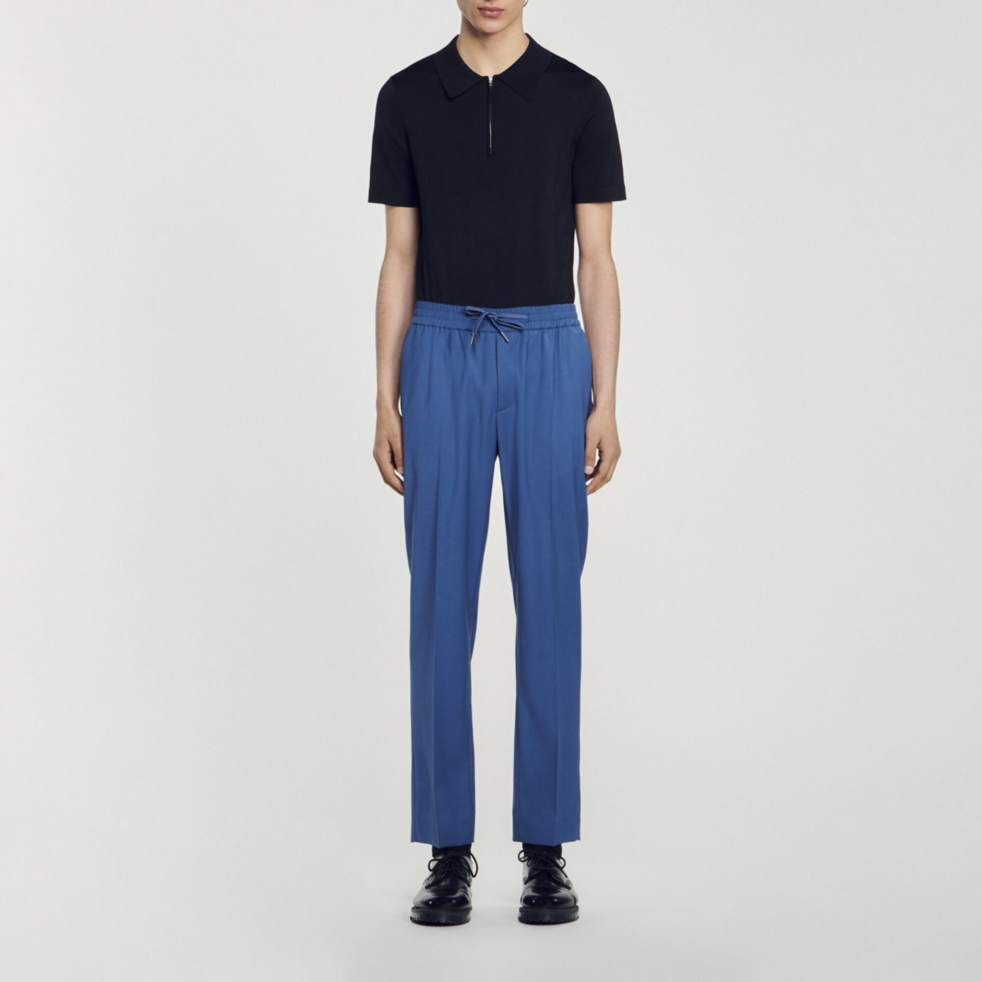 Pantalon élastiqué en laine