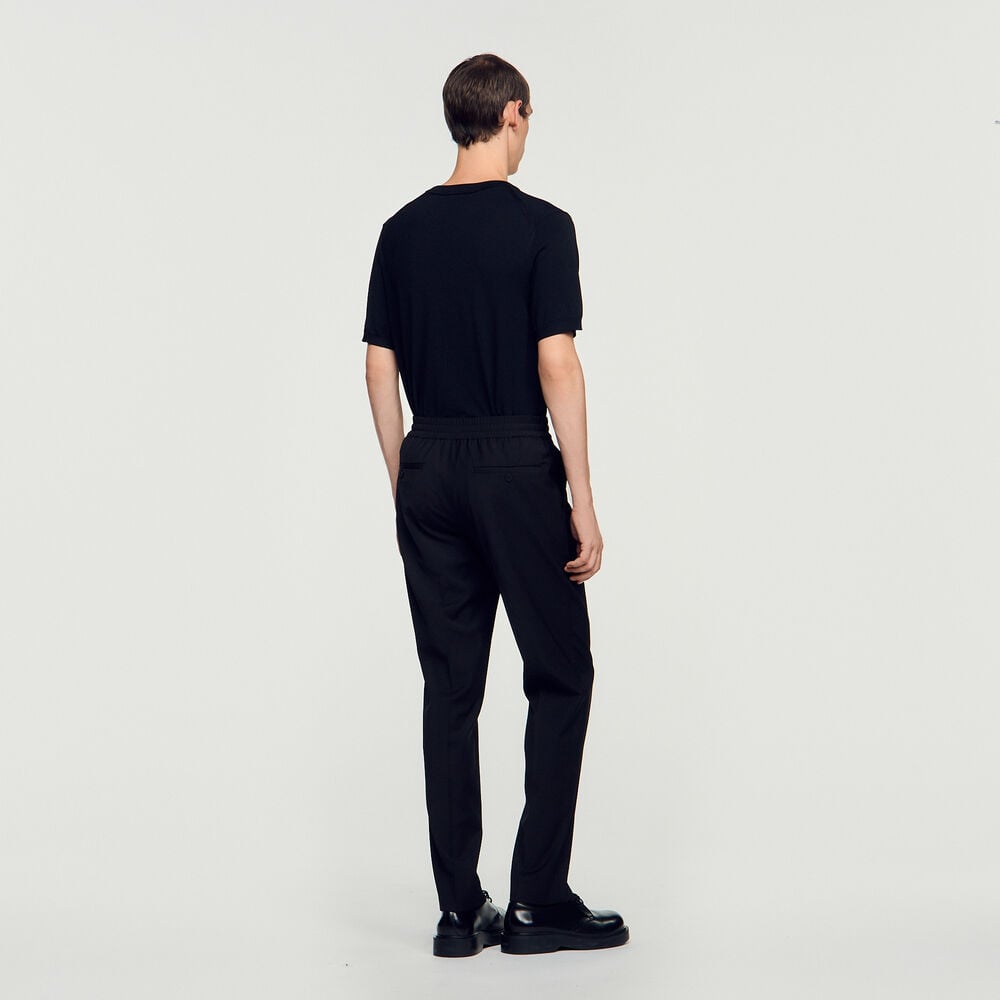 Sandro Pantalon droit élastiqué – Noir – vue 5