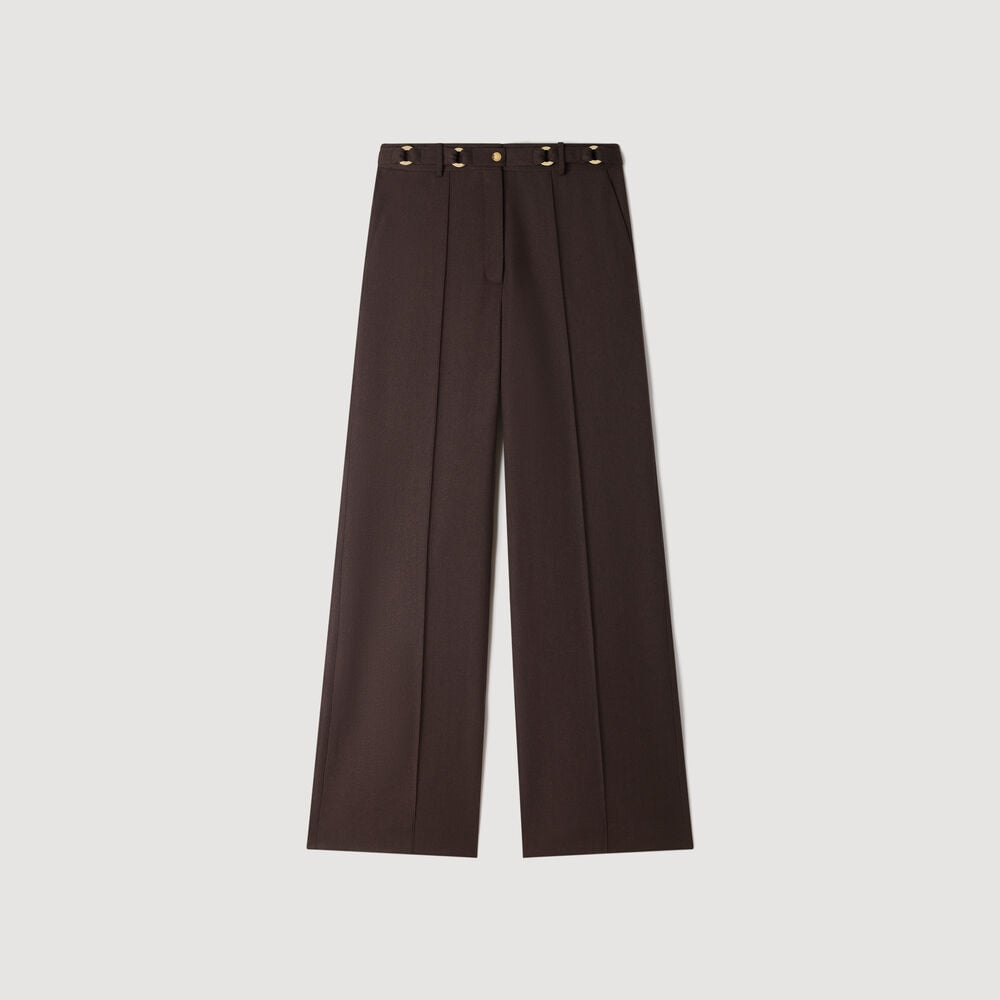 Sandro Pantalon à anneaux métalliques – Brun – vue 7