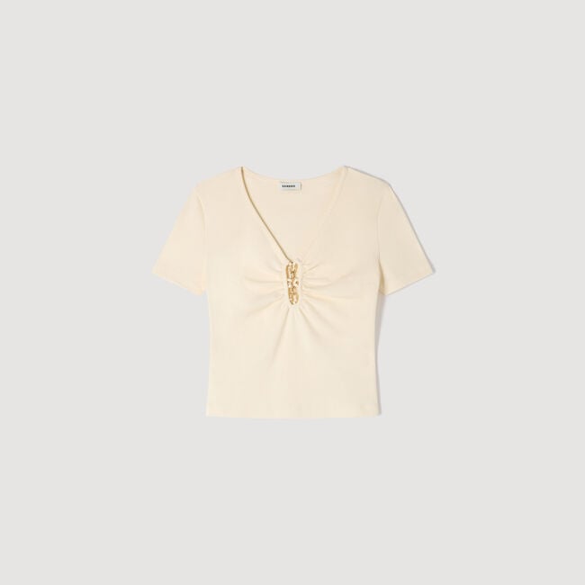 T-shirt court en coton à bijou