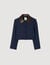Veste courte à col en cuir 