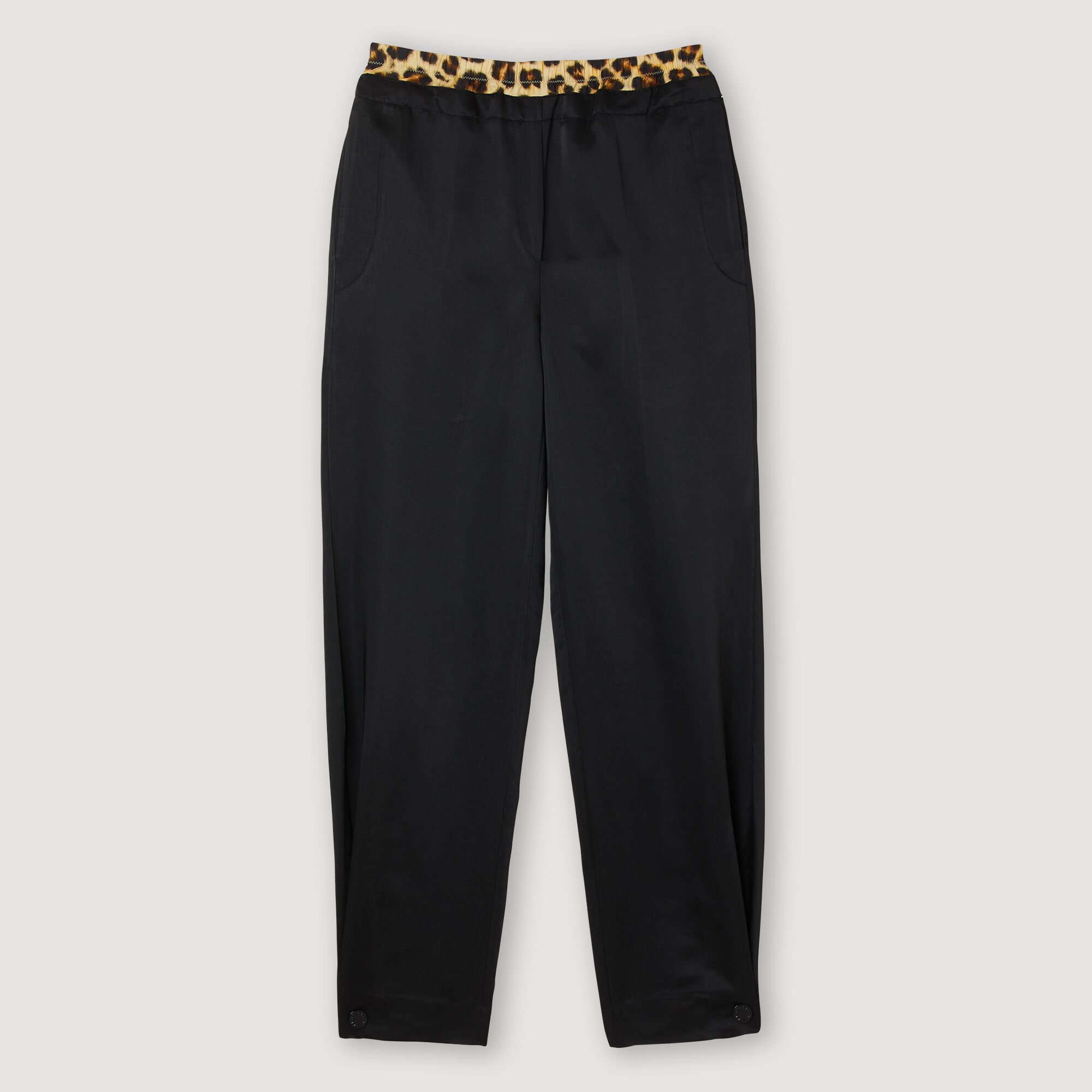 Pantalon &agrave; double ceinture l&eacute;opard