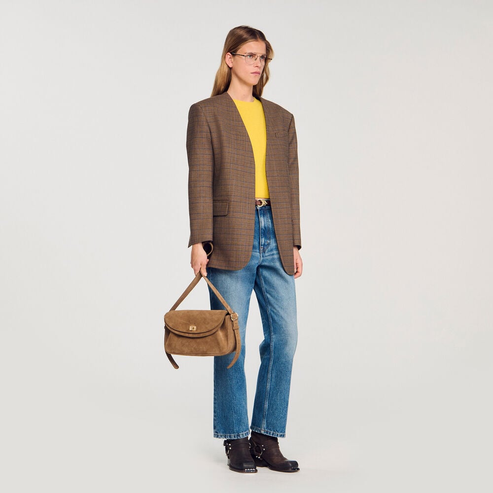 Sandro Sac en cuir en suède Le Mambo – Beige – vue 2