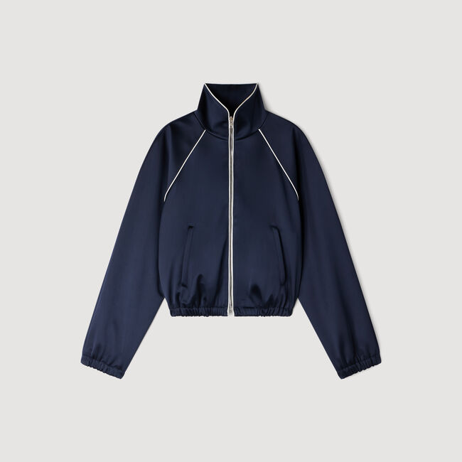 Blouson court satin&eacute; logo brod&eacute;