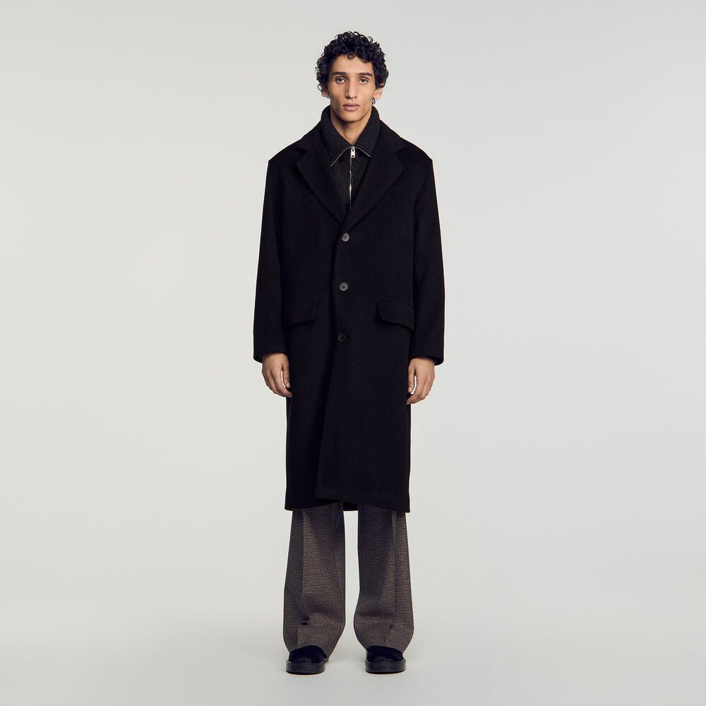 Sandro Manteau long en laine et cachemire – Noir – vue 2