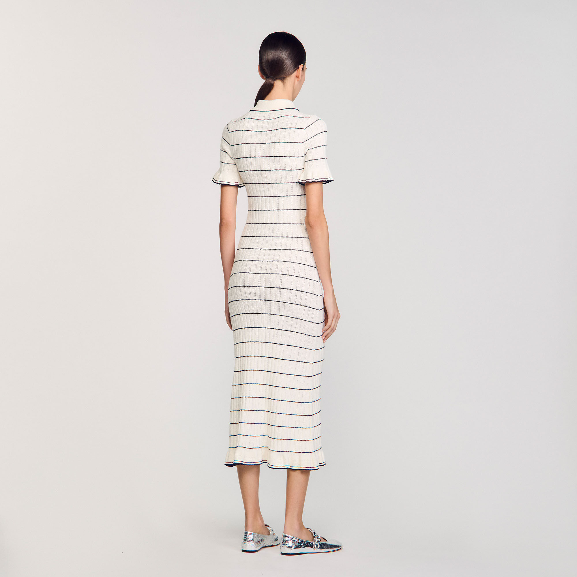 Robe longue en maille à col polo