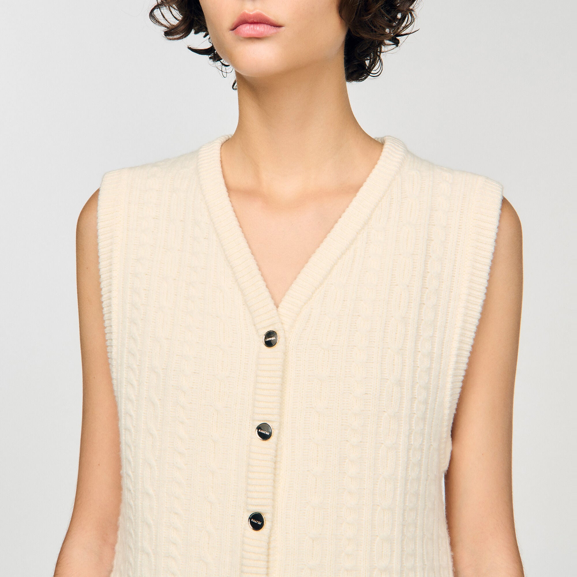 Veston en maille torsad&eacute;e - Femme | Sandro Paris