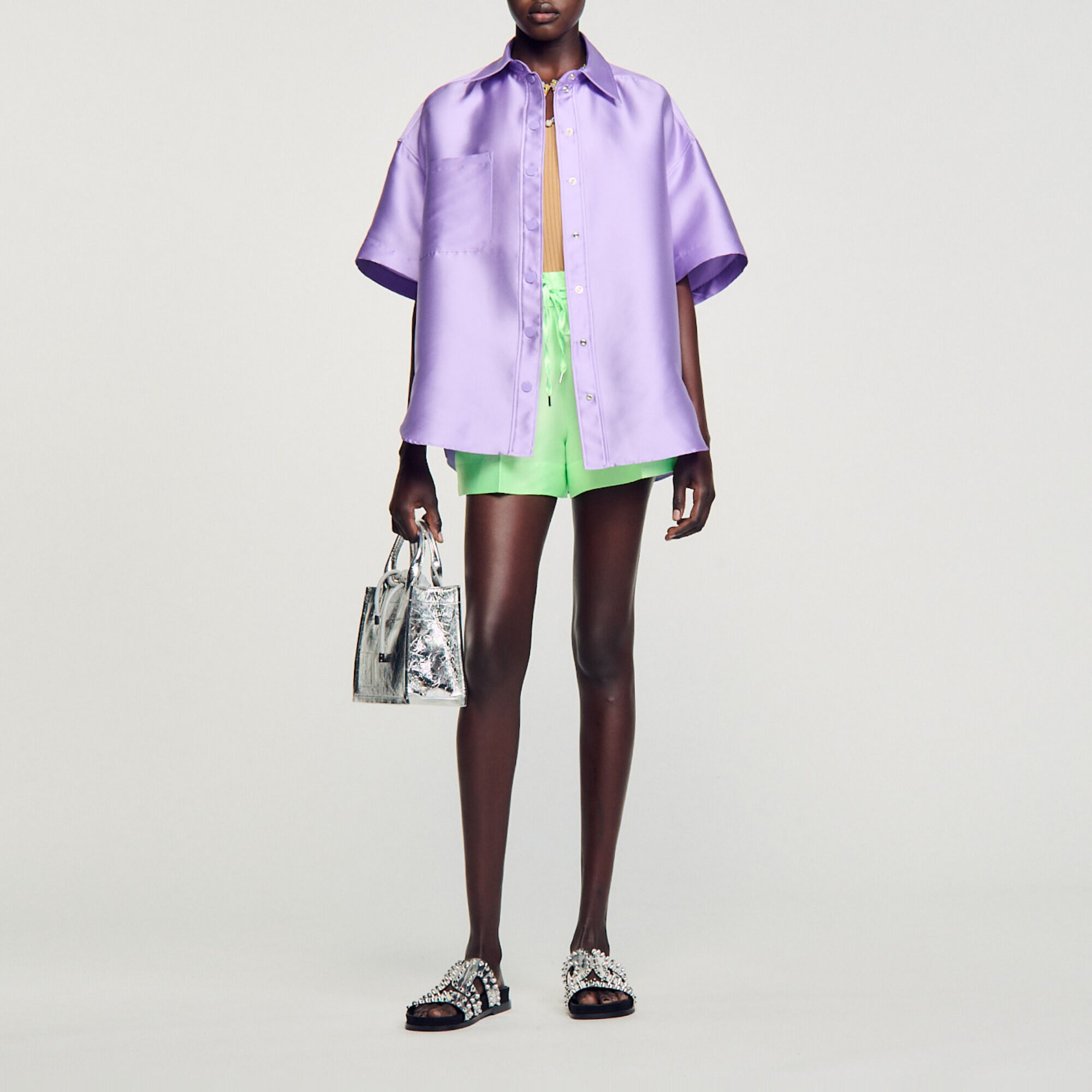 Chemise oversized satinée