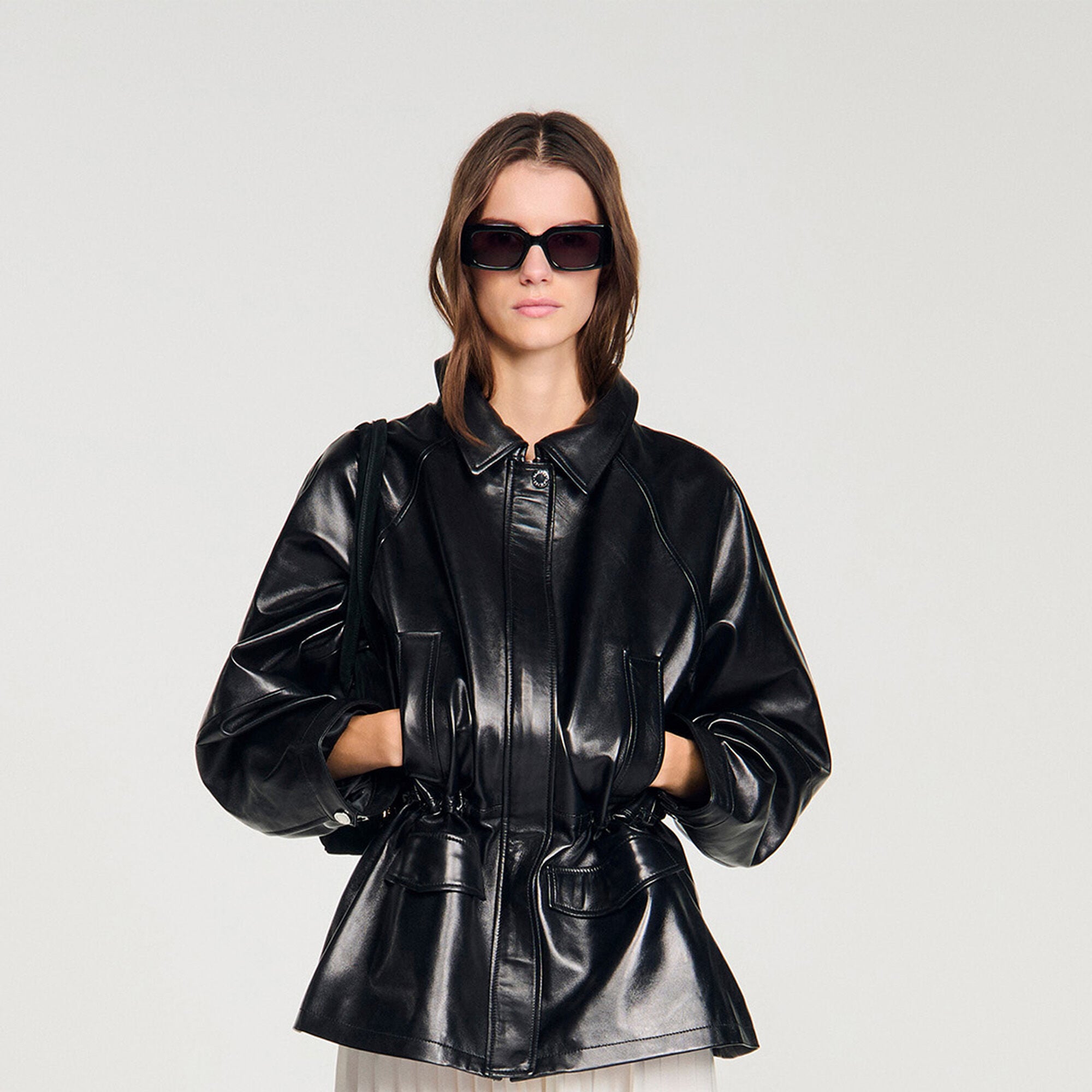 Blouson en cuir lisse