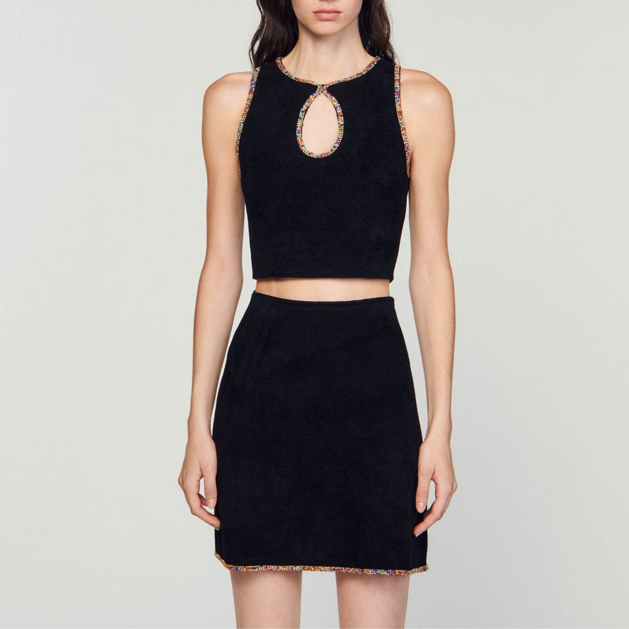 Jupe courte en maille velours