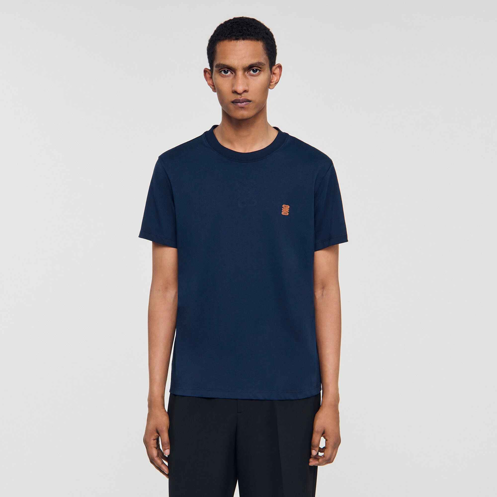 T-shirt à logo en cuir
