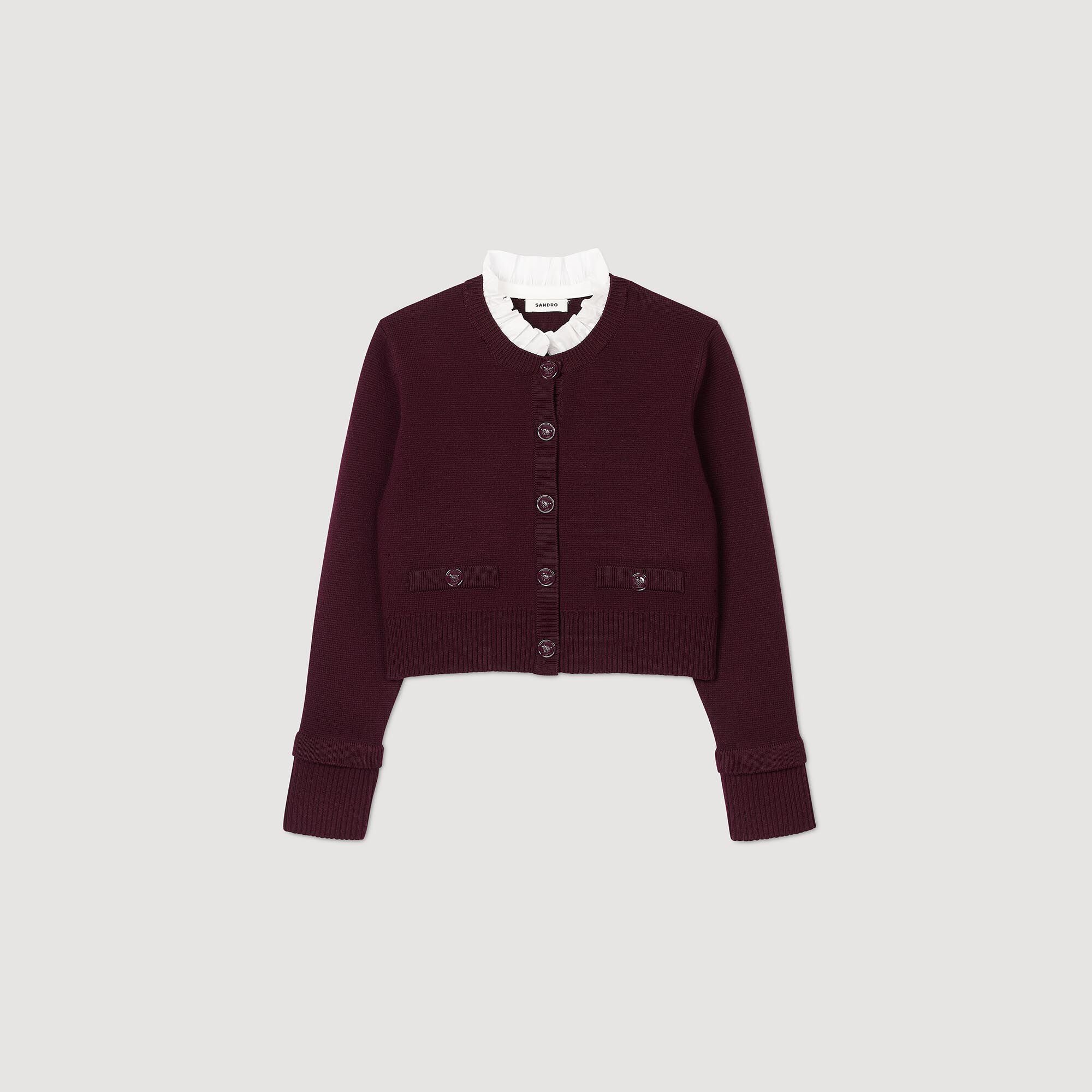KNIT CARDIGAN WITH DETACHABLE COLLAR Sandro