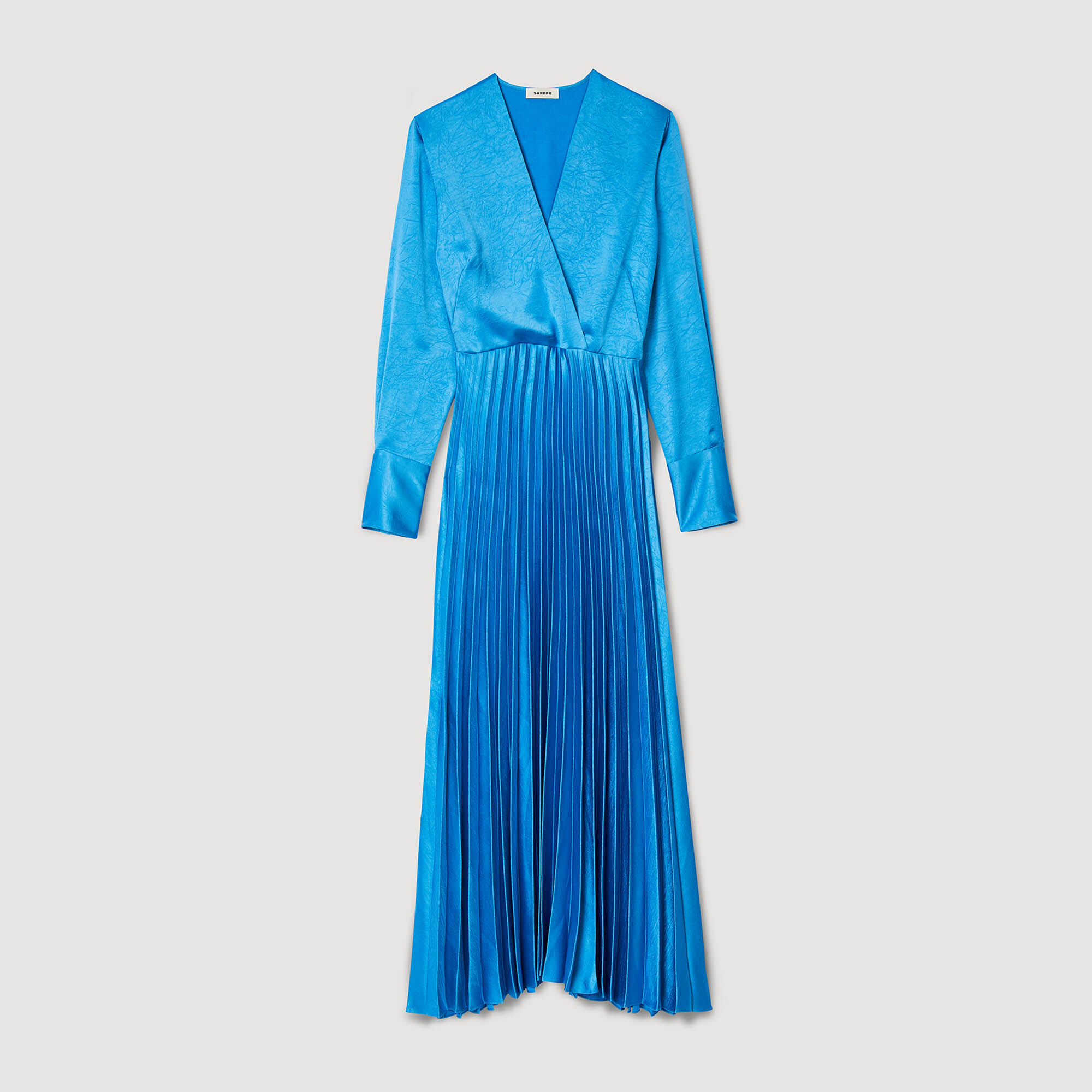 Robe midi satin&eacute;e pliss&eacute;e