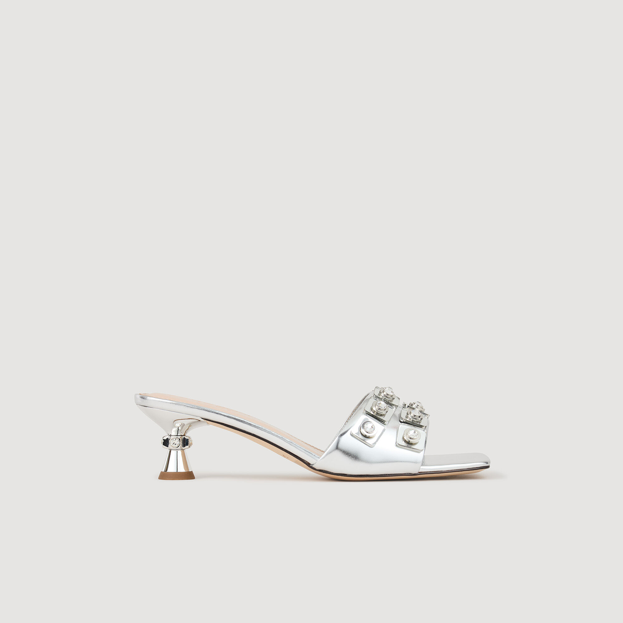 Mules en cuir m&eacute;tallis&eacute; - Femme | Sandro Paris