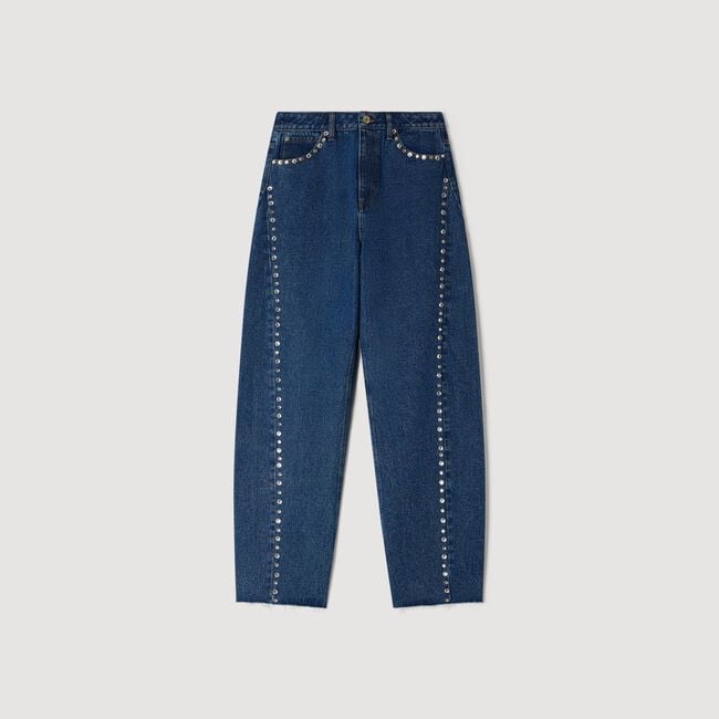 Jean barrel &agrave; strass