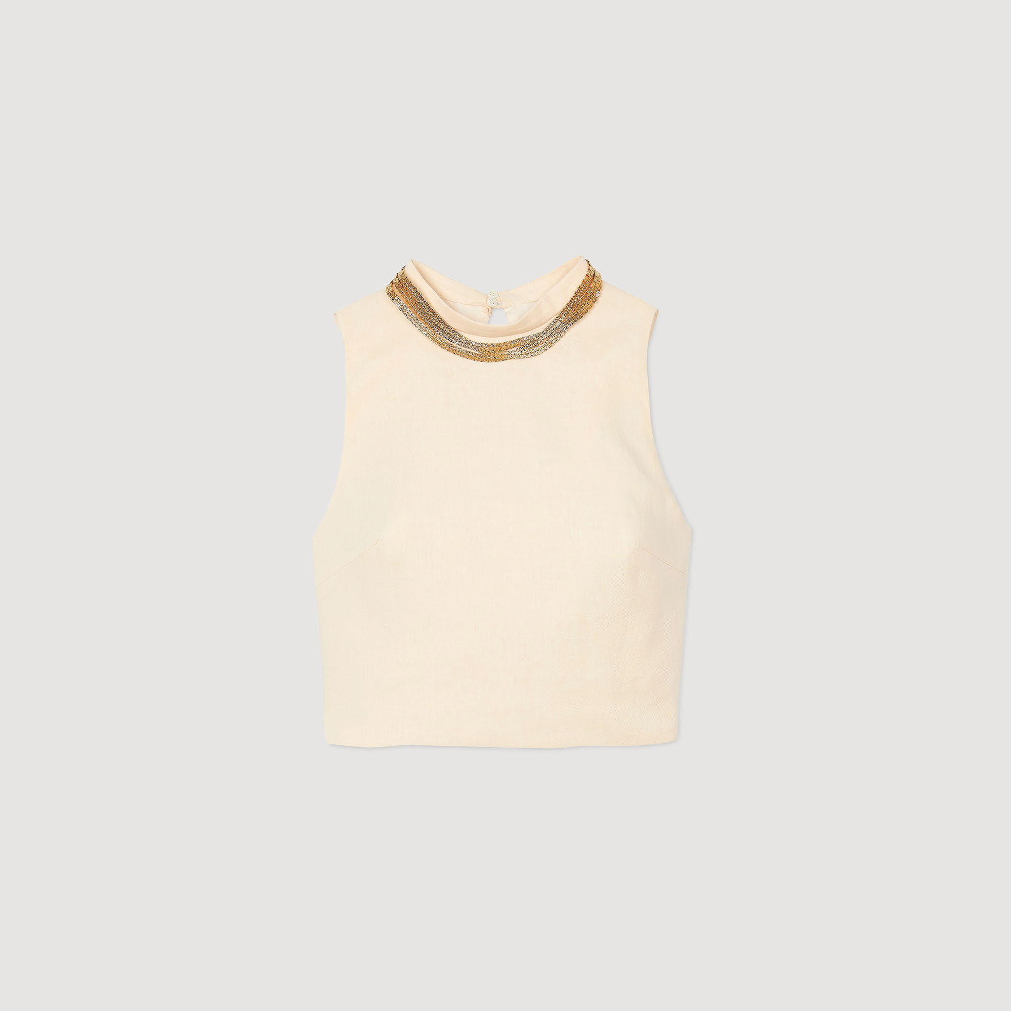 Top court en maille à collier 