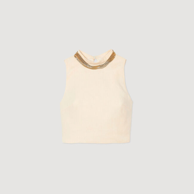 Top court en maille à collier 