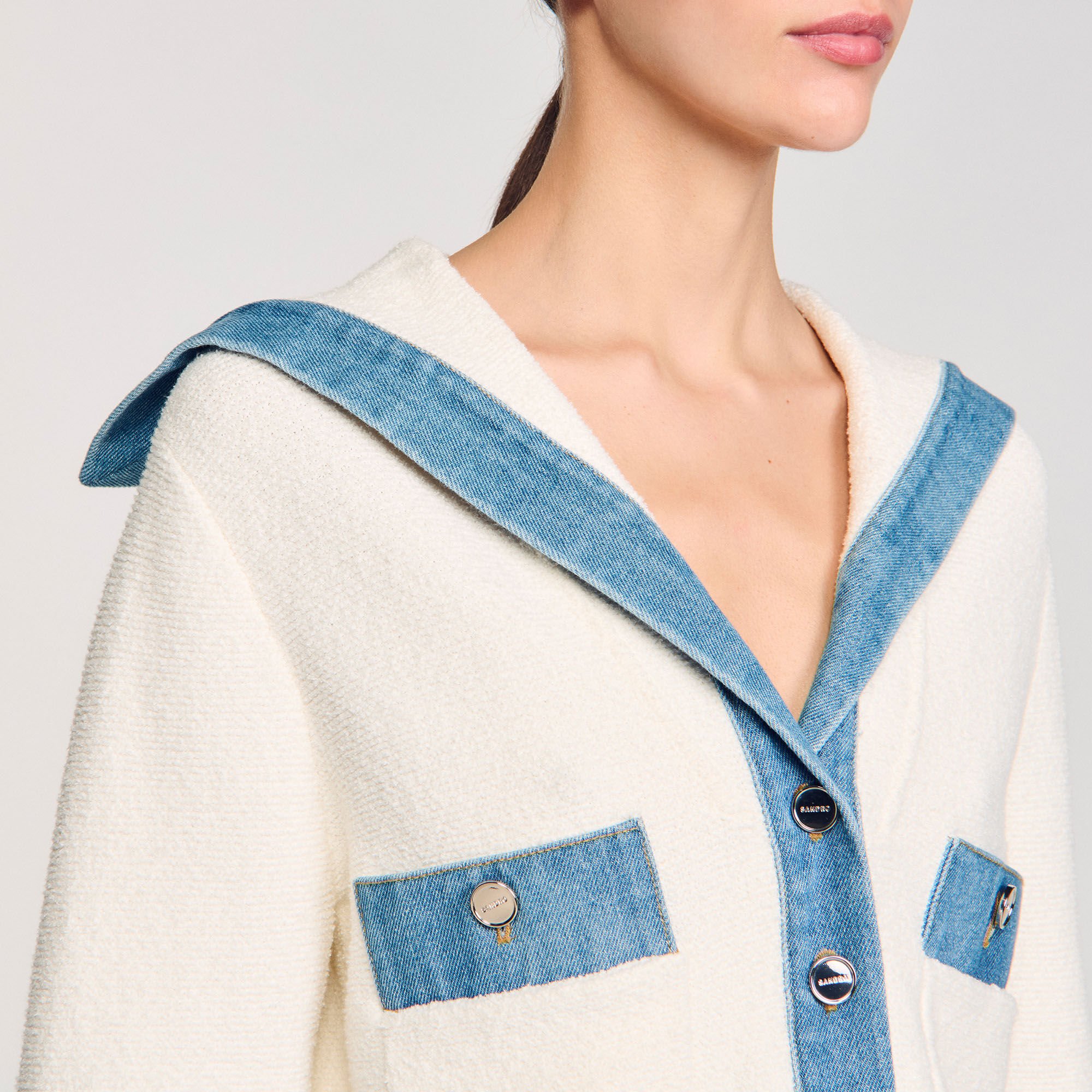 Cardigan à détails denim