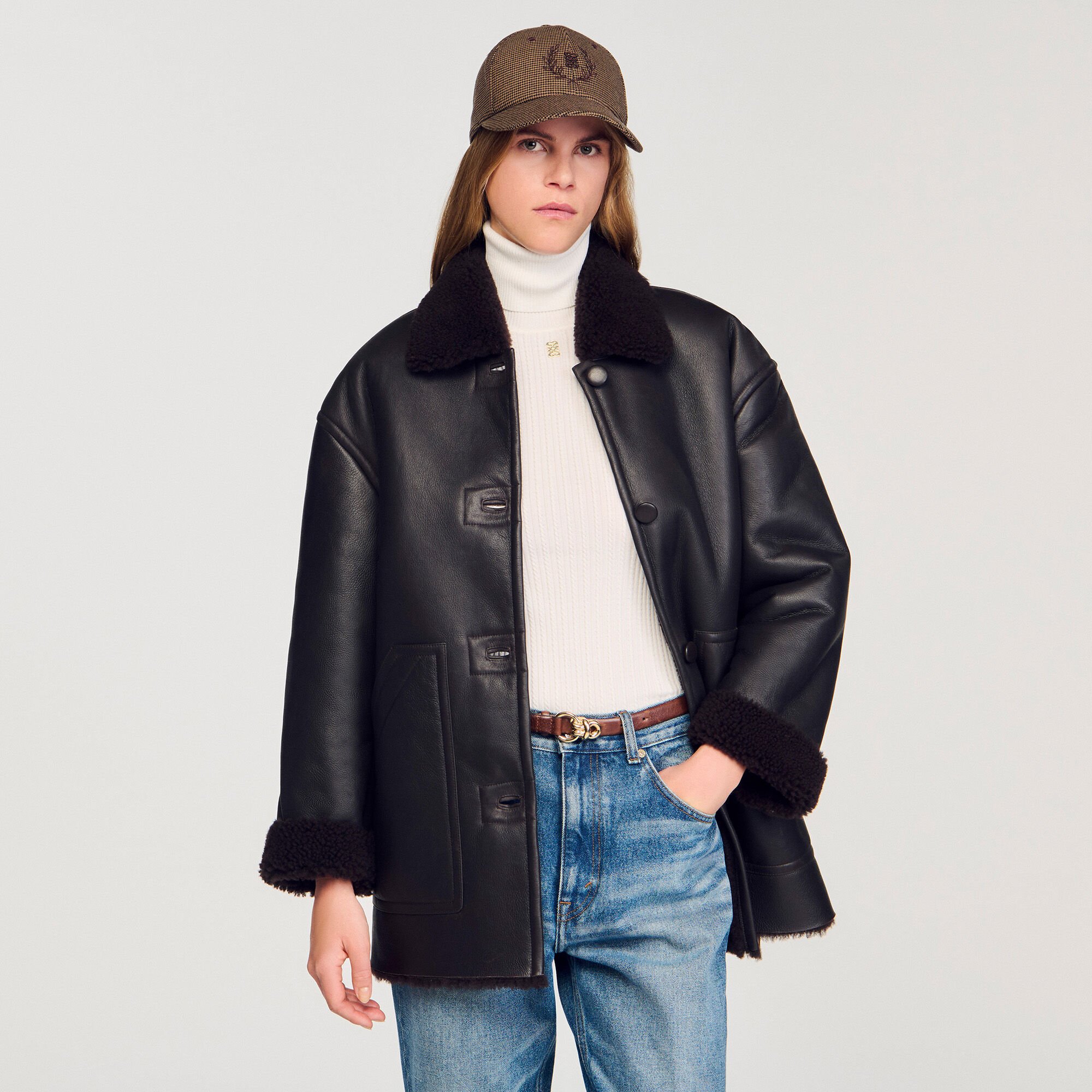 Manteau peau lainée