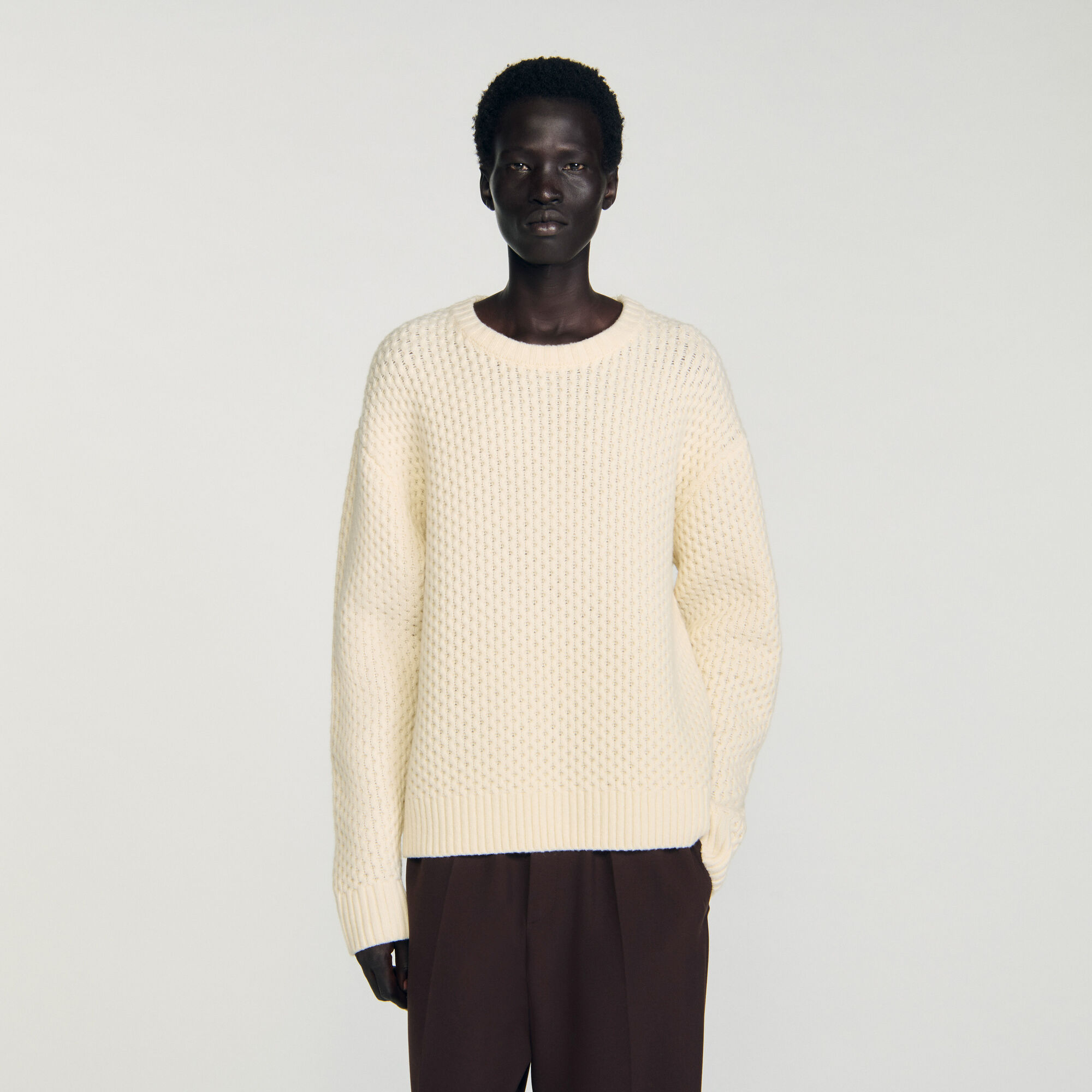 Pull laine point nid d'abeille