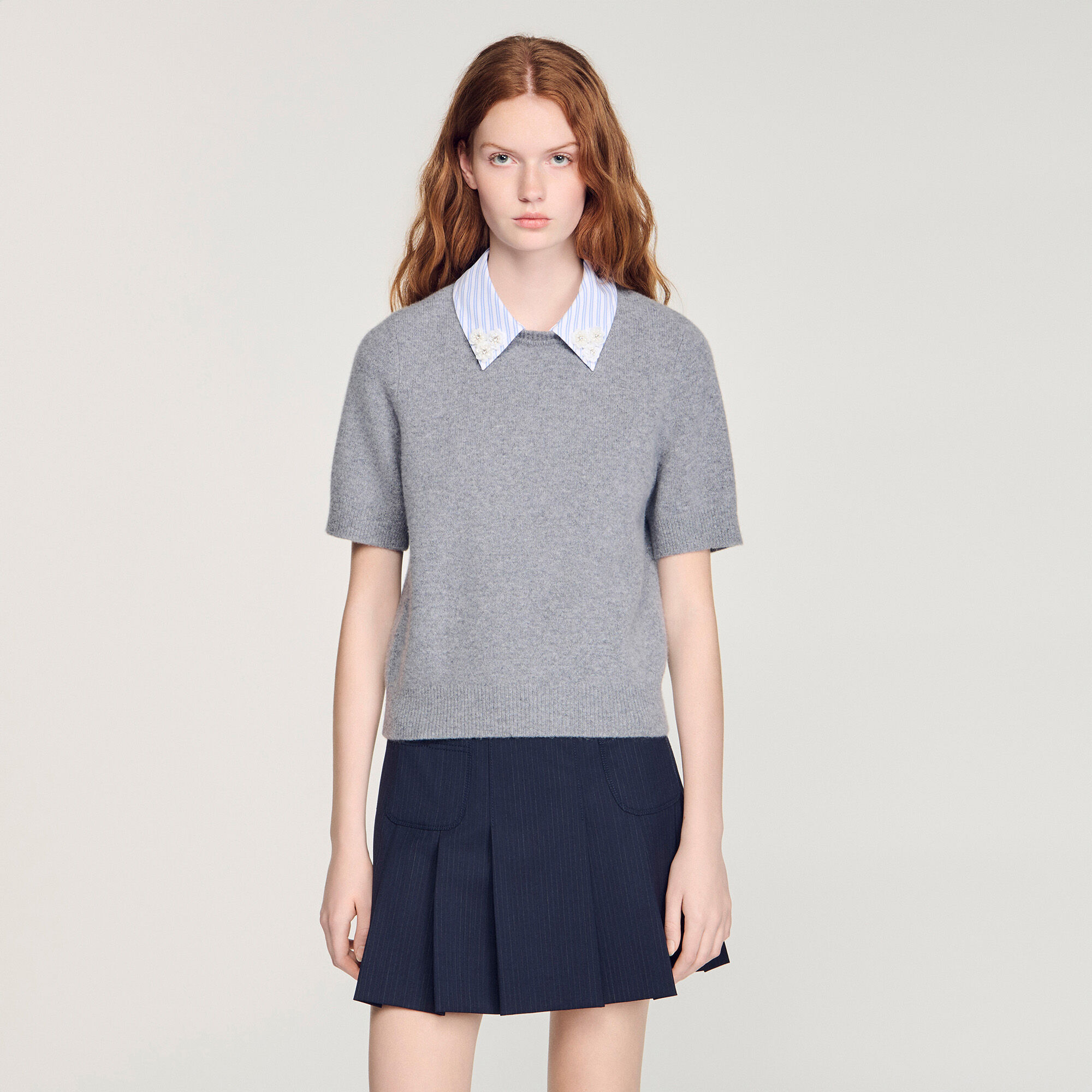 Pull en laine &agrave; col amovible