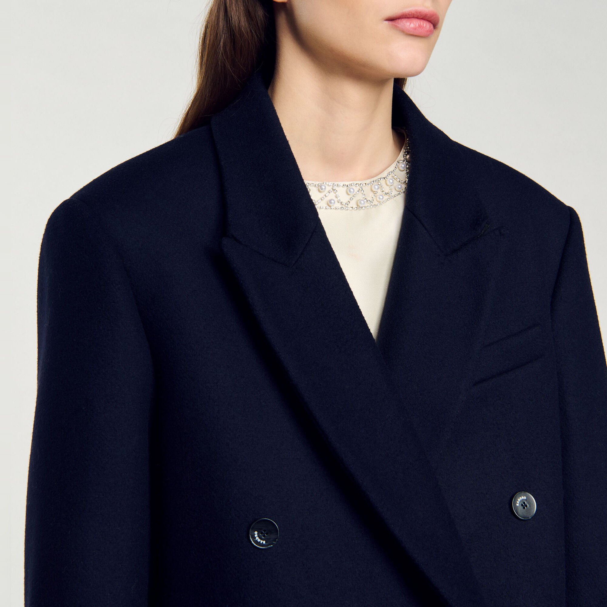 Manteau long en laine mélangée