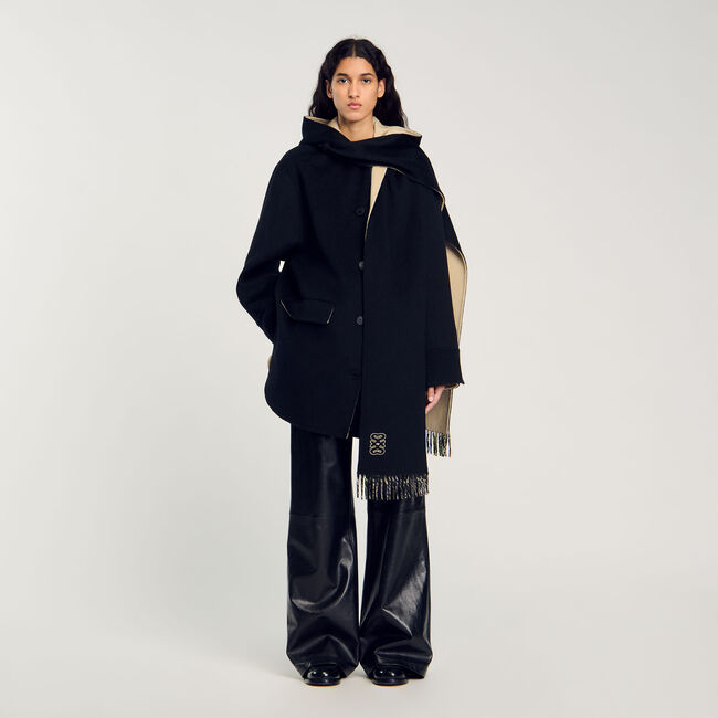 Manteau en laine à écharpe