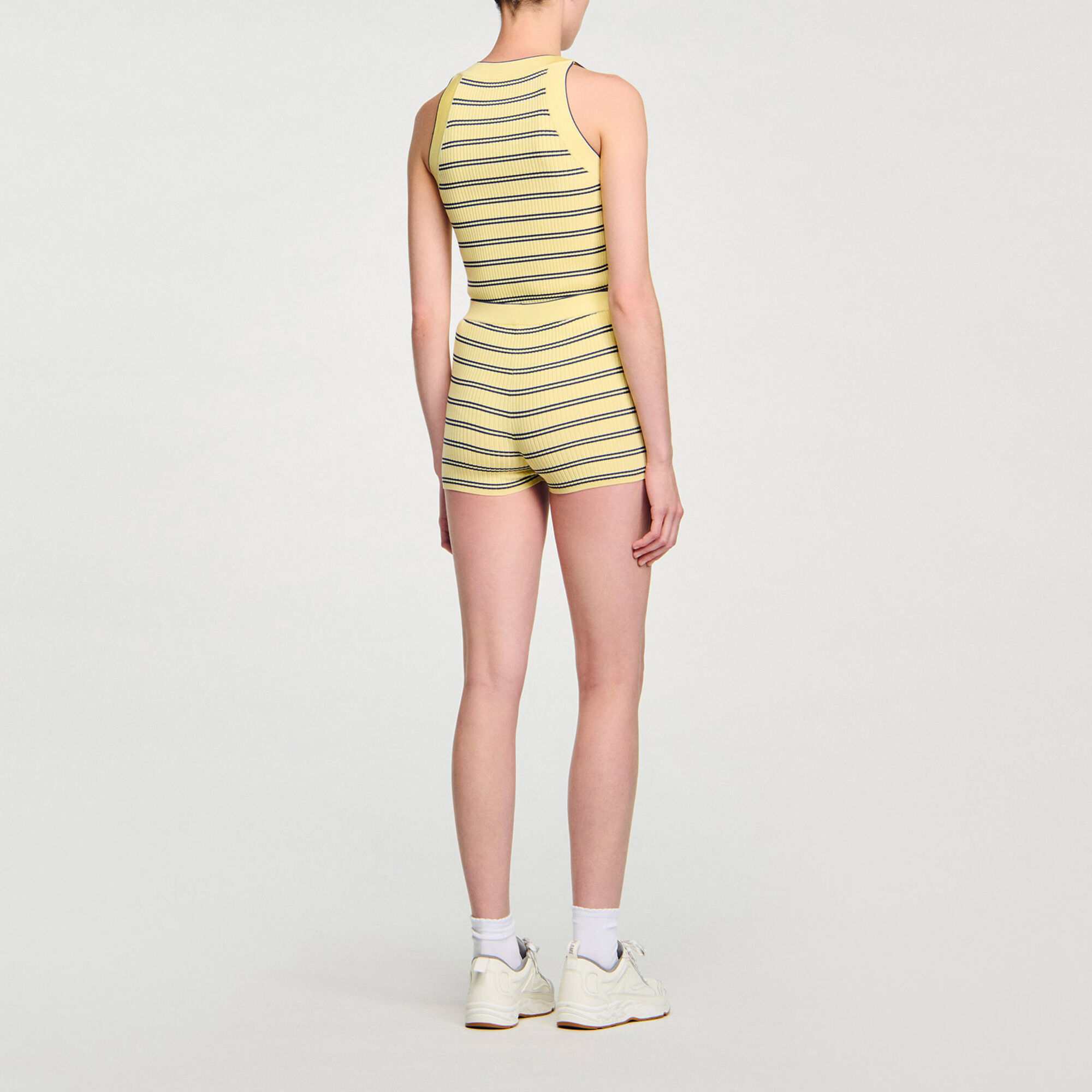 Short en maille &agrave; rayures - Femme | Sandro Paris