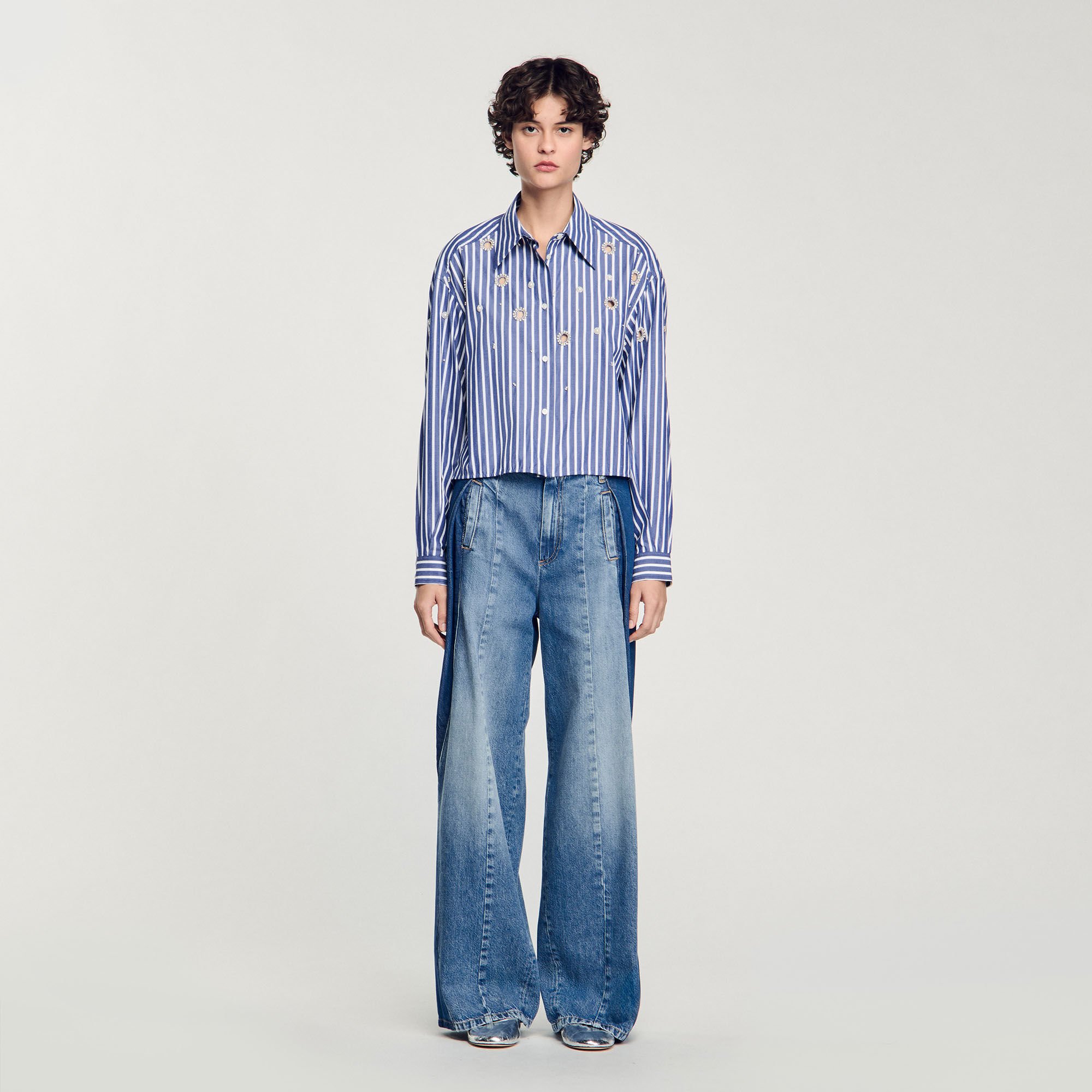Chemise à rayures perlée