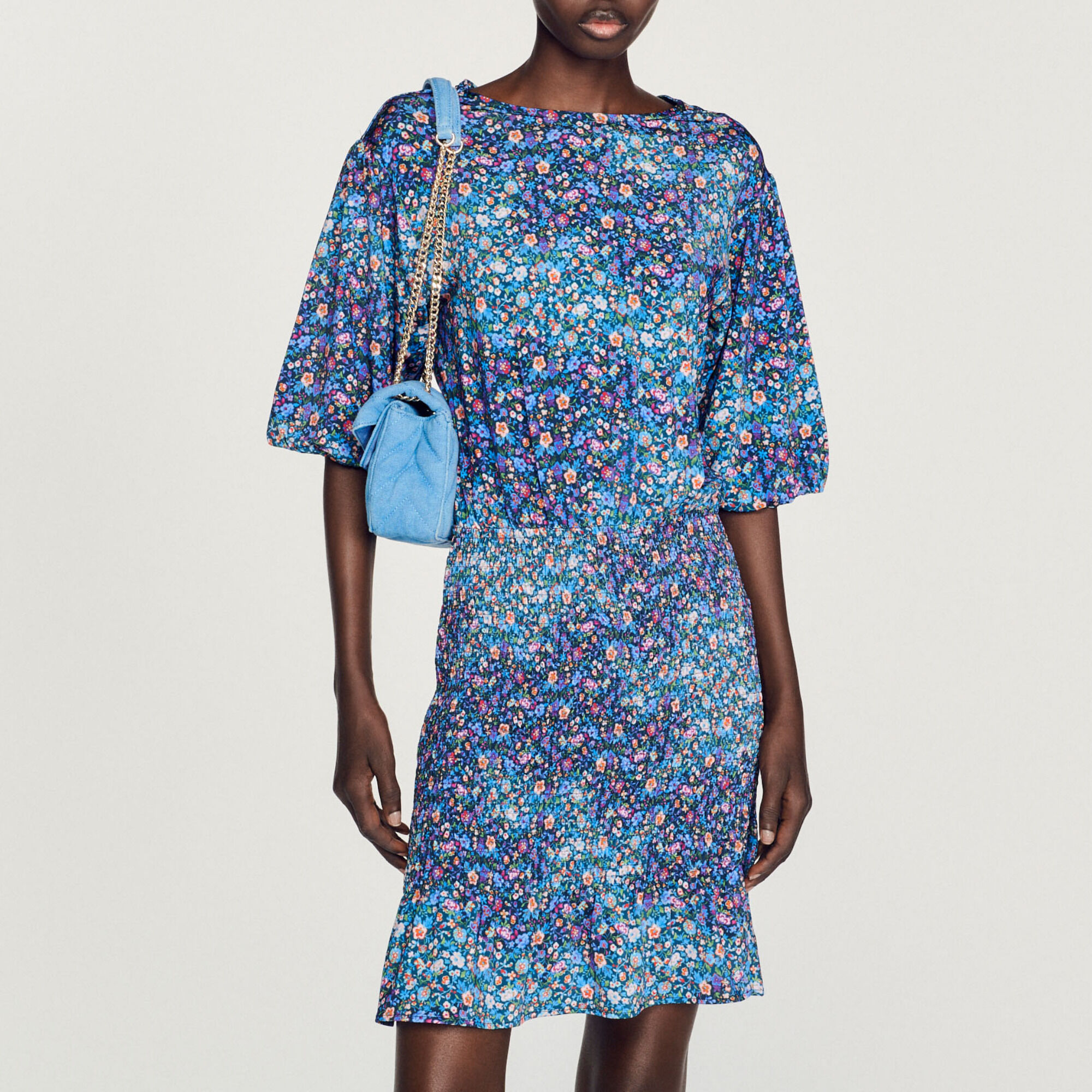 Robe courte imprim&eacute; fleuri