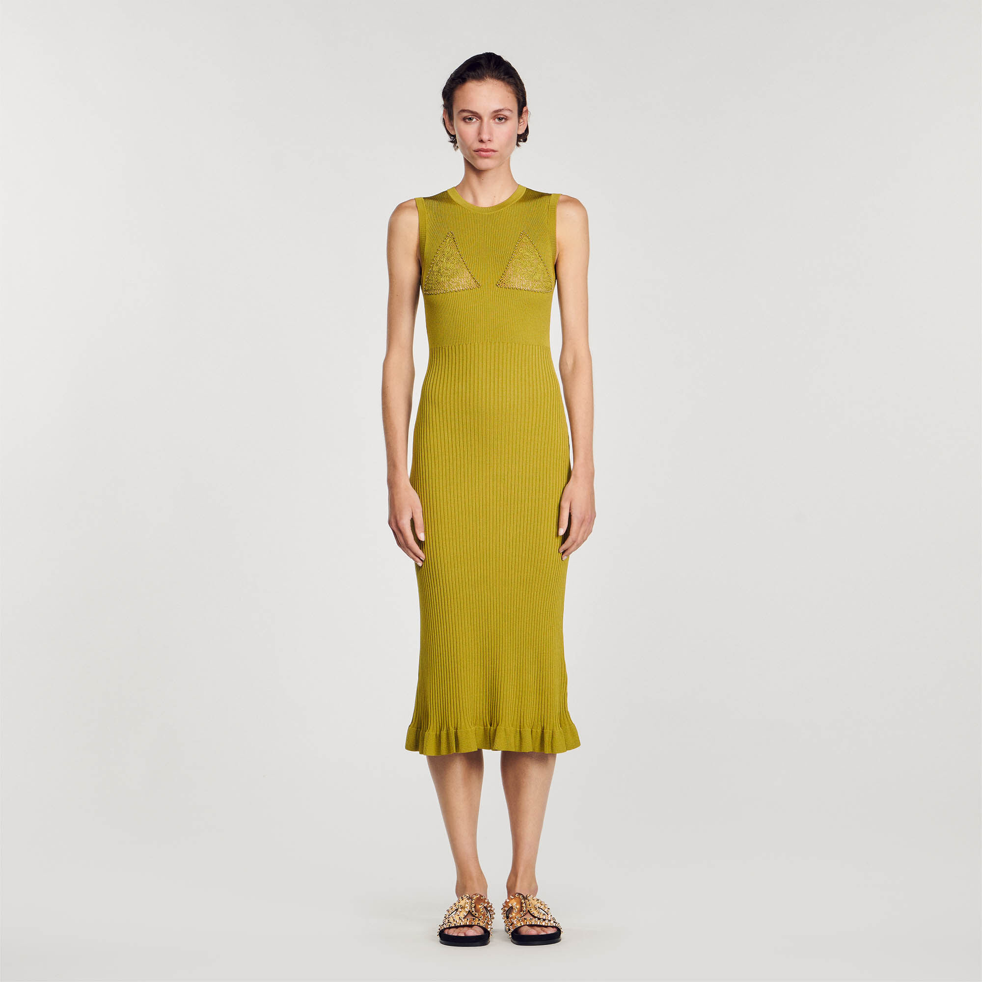 Robe midi en maille Green Women Sandro Paris