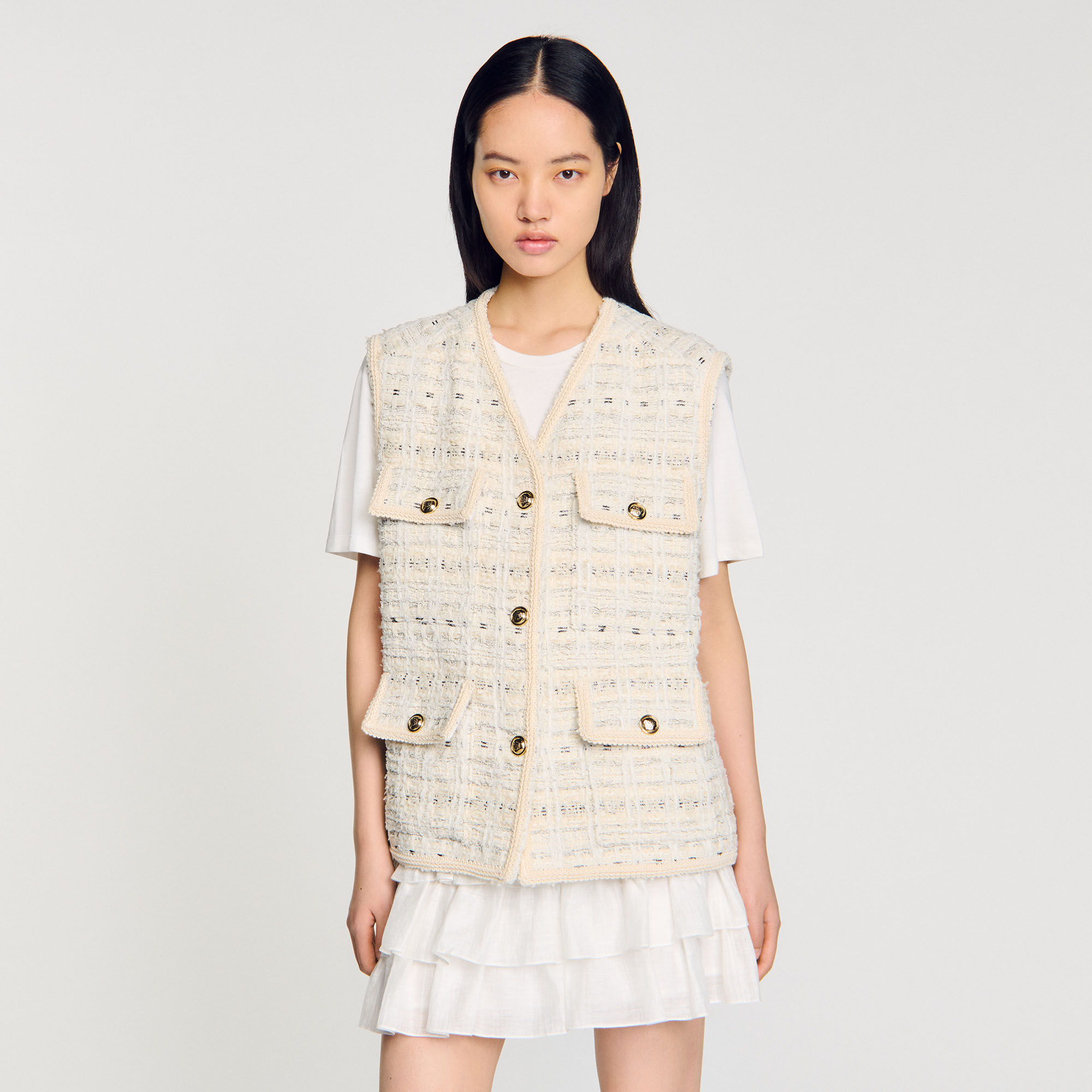 Veste sans manches en tweed
