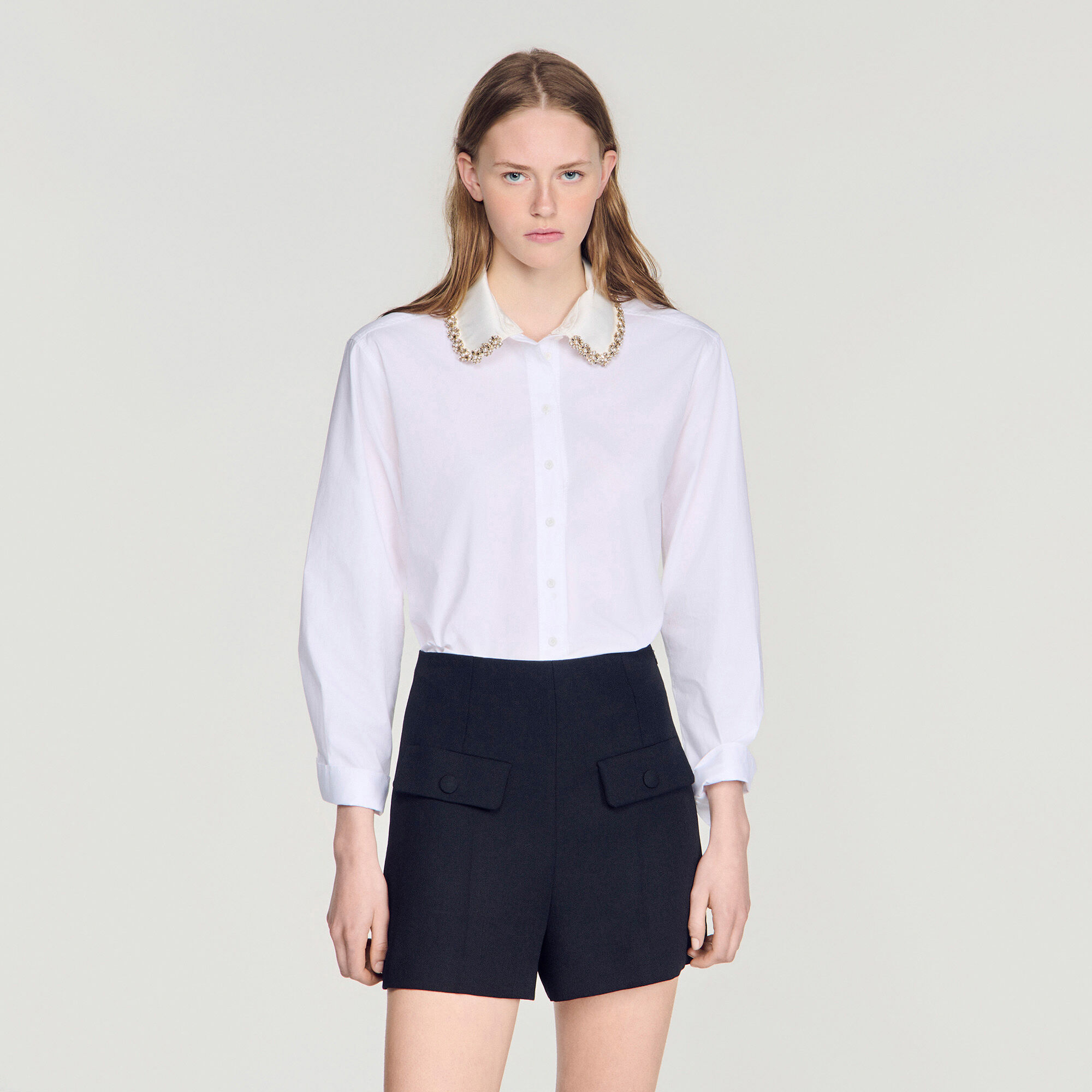 Chemise &agrave; col bijou