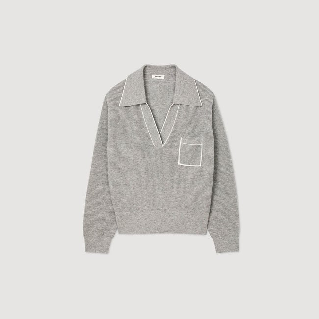 Pull polo en laine et cachemire