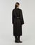 Manteau long en laine et cuir