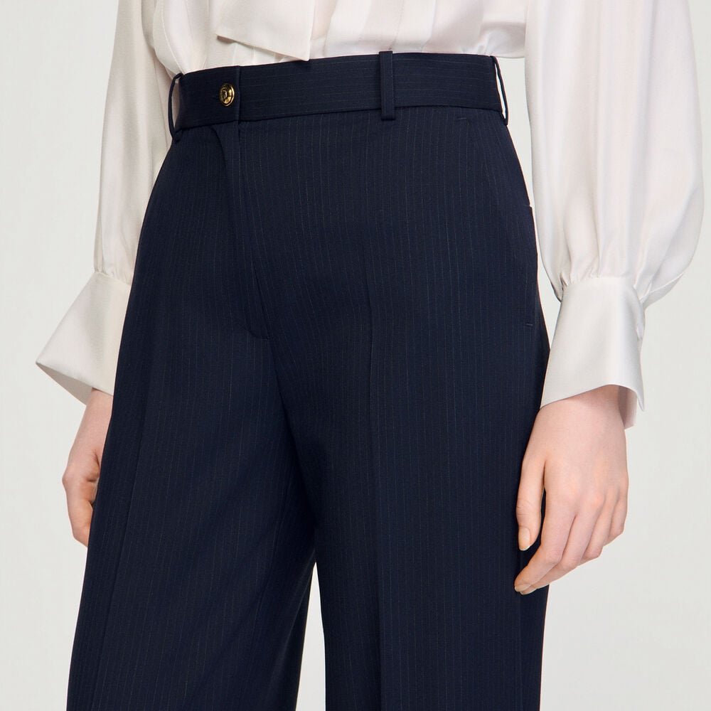 Sandro Pantalon à fines rayures – Marine – vue 3