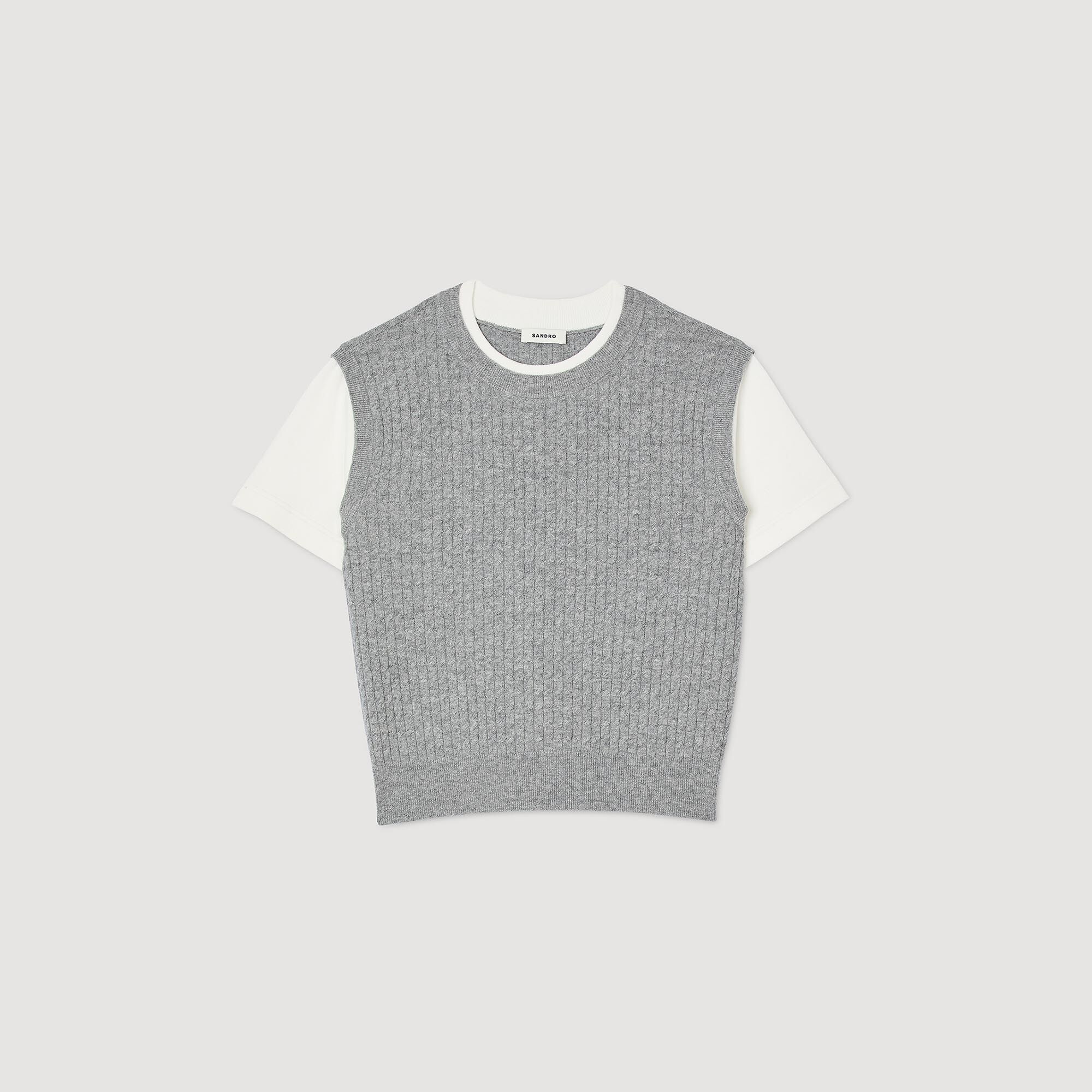 Pull trompe l'œil bicolore