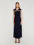 Robe longue satinée strassée