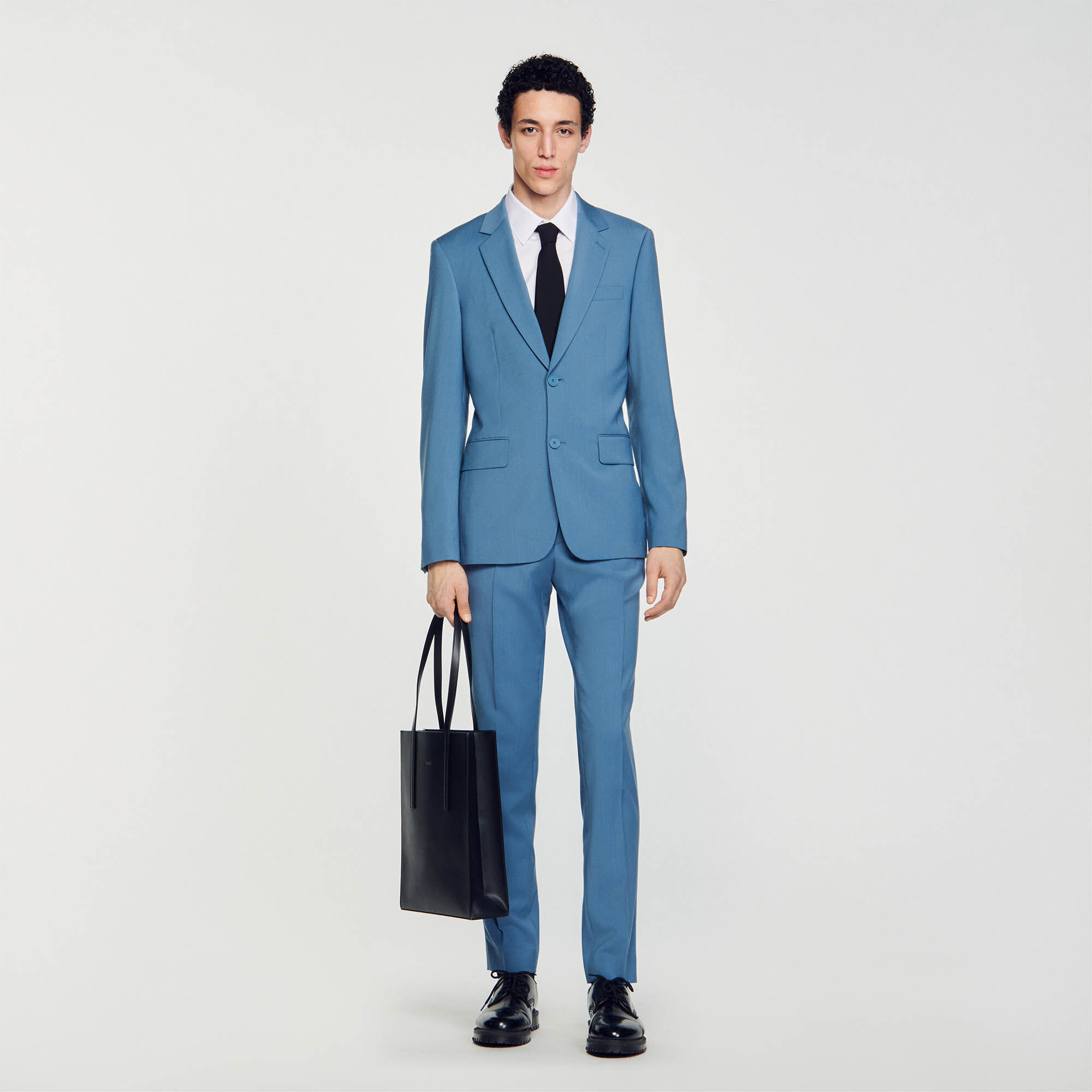 Veste de costume en laine gris noir pour homme Sandro Paris